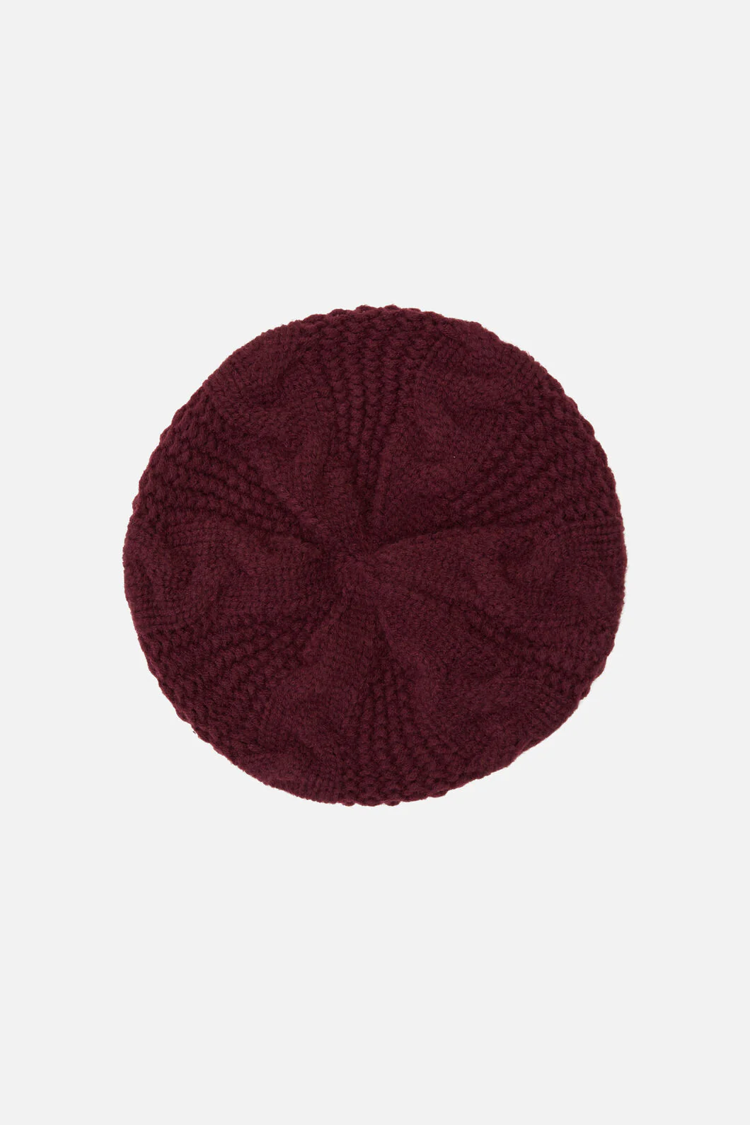 Plum Cable Knit Beret