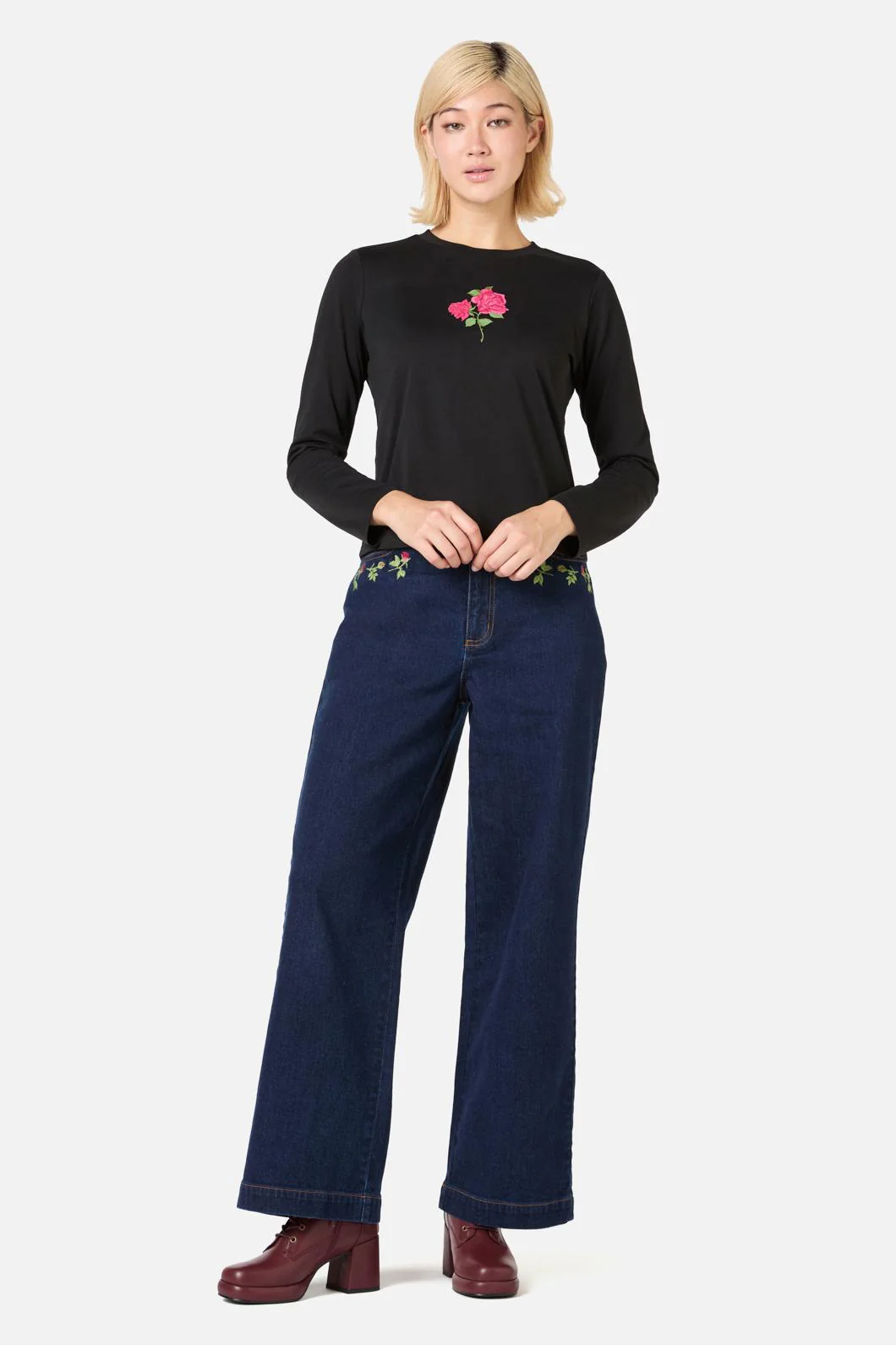 Rose Long Sleeve Printed Tee