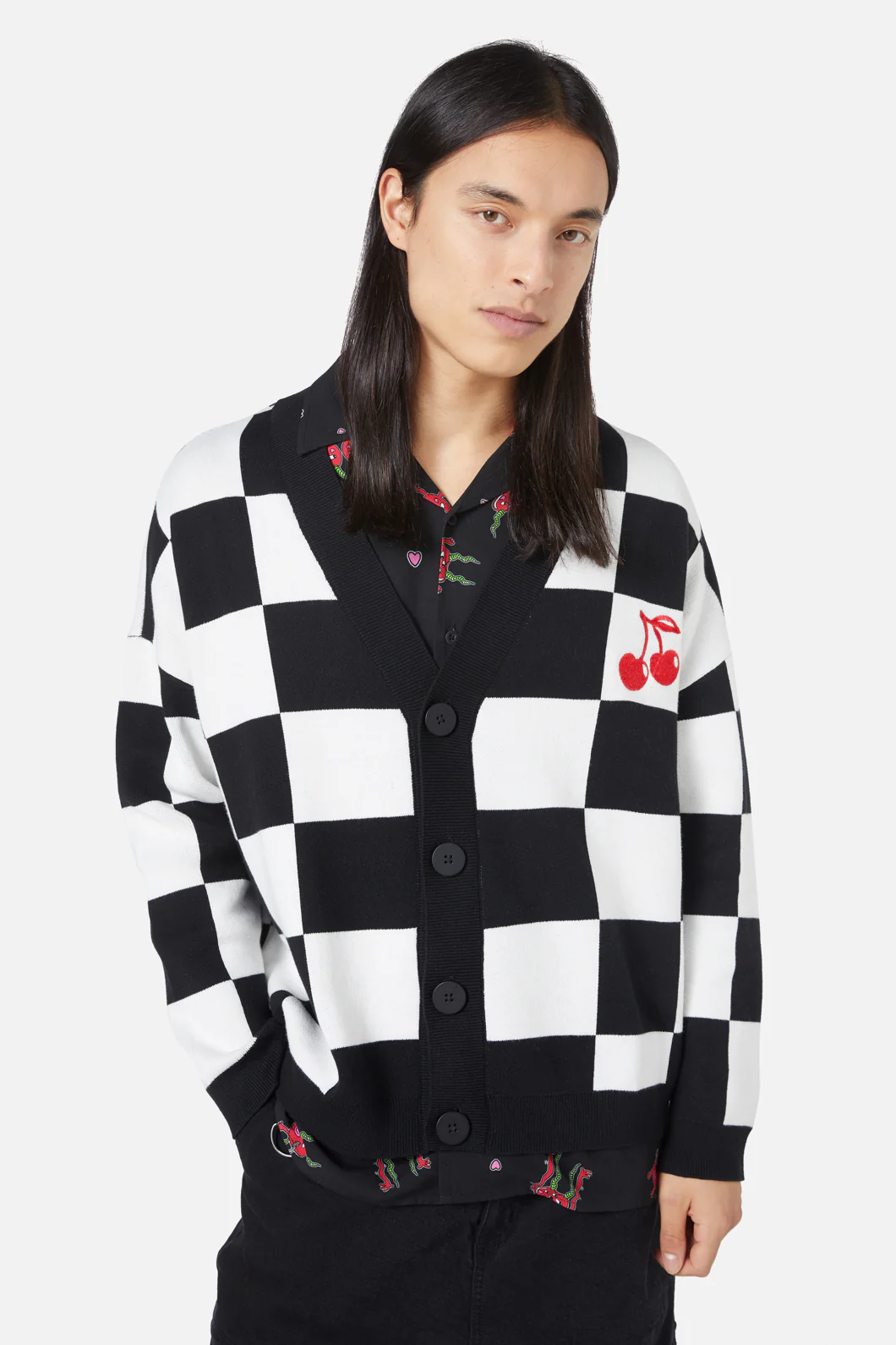 Cherry Check Cardigan