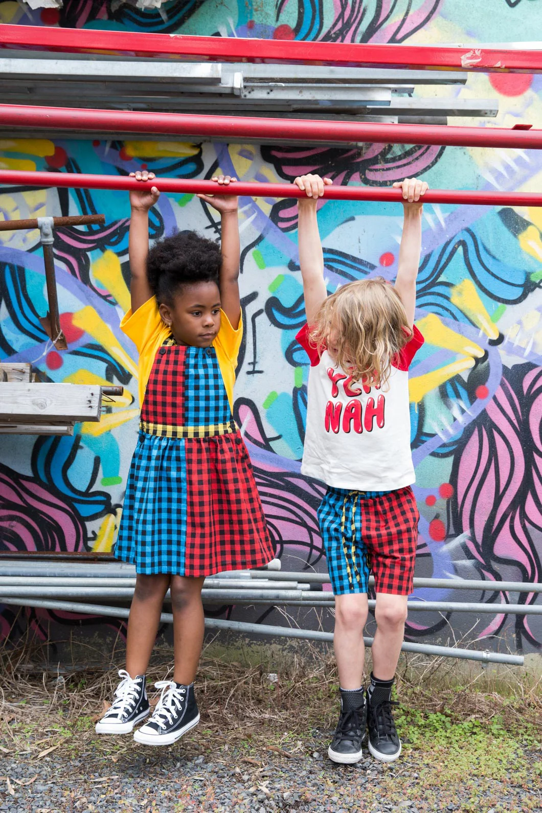 Festive Gingham Kids Pinafore