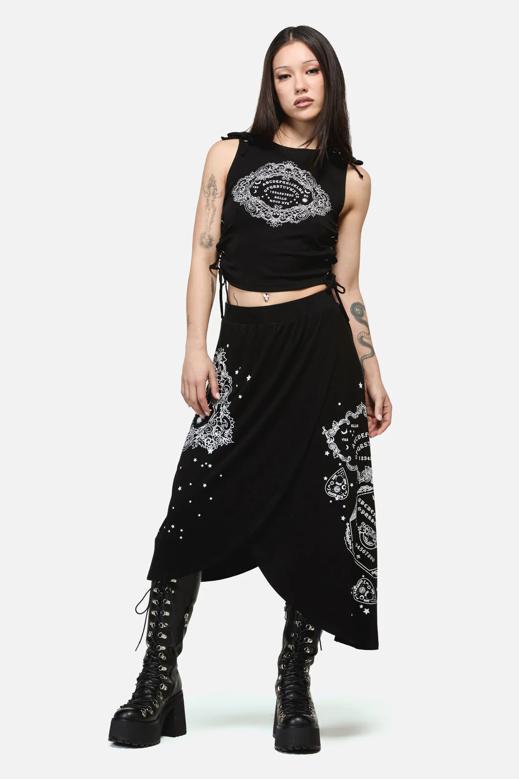 Seance Layered Goth Midi Skirt