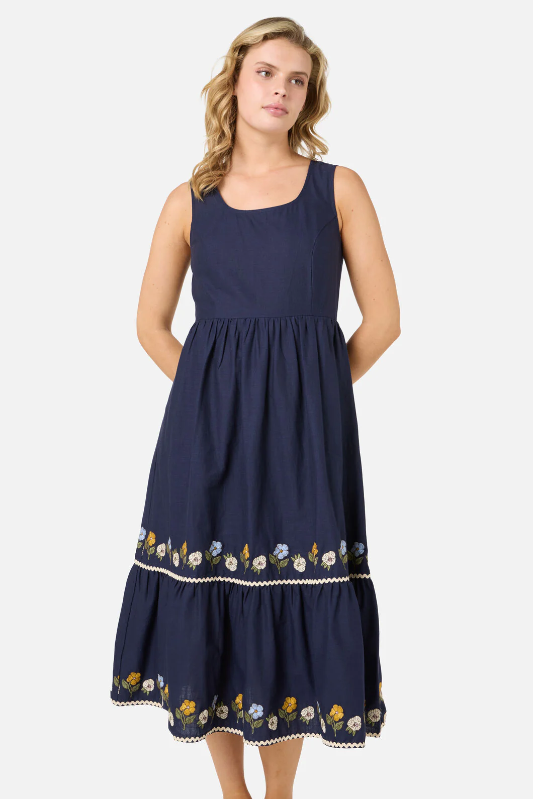 Blooms Embroidered Midi Dress
