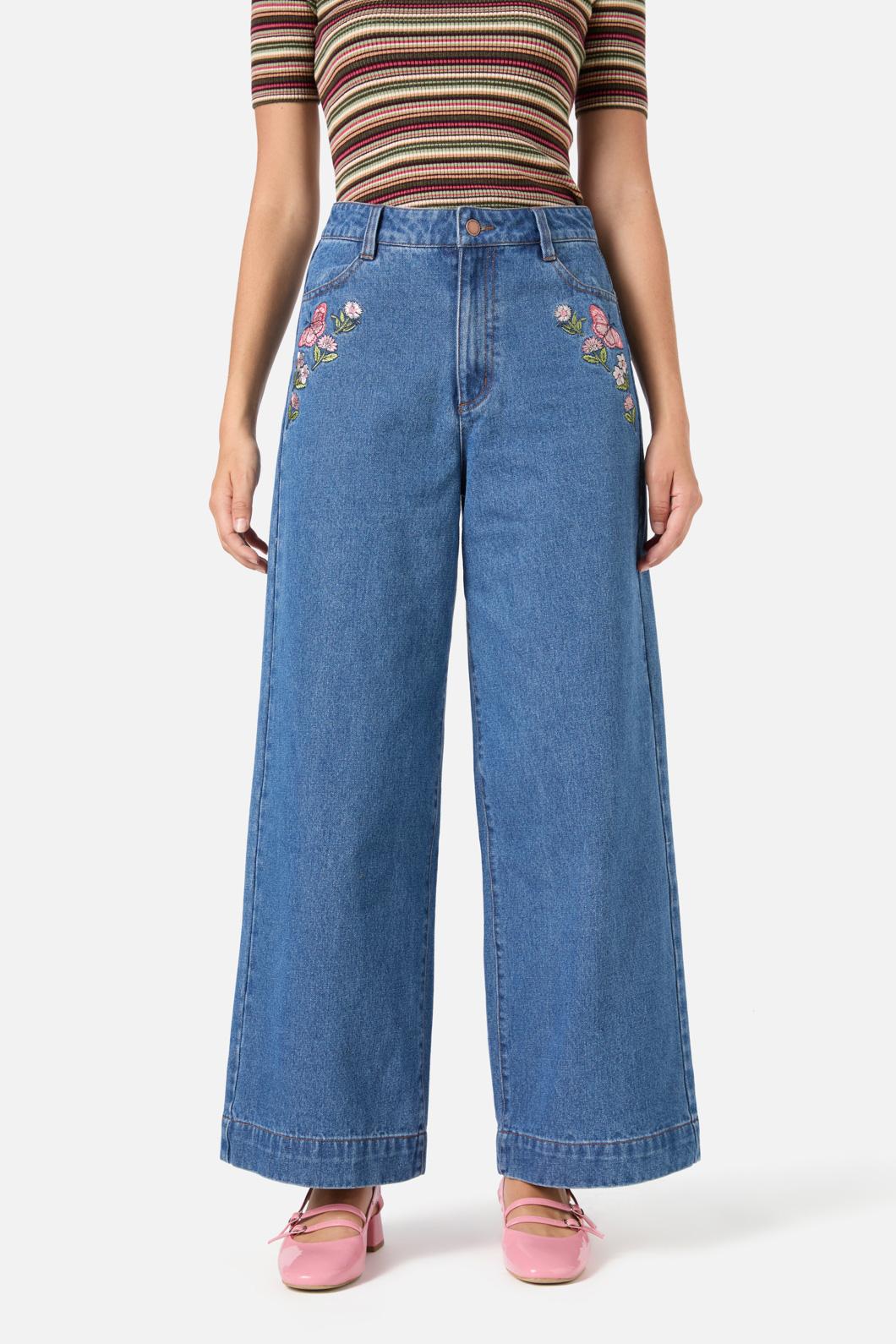 Butterfly Embroidered Jean