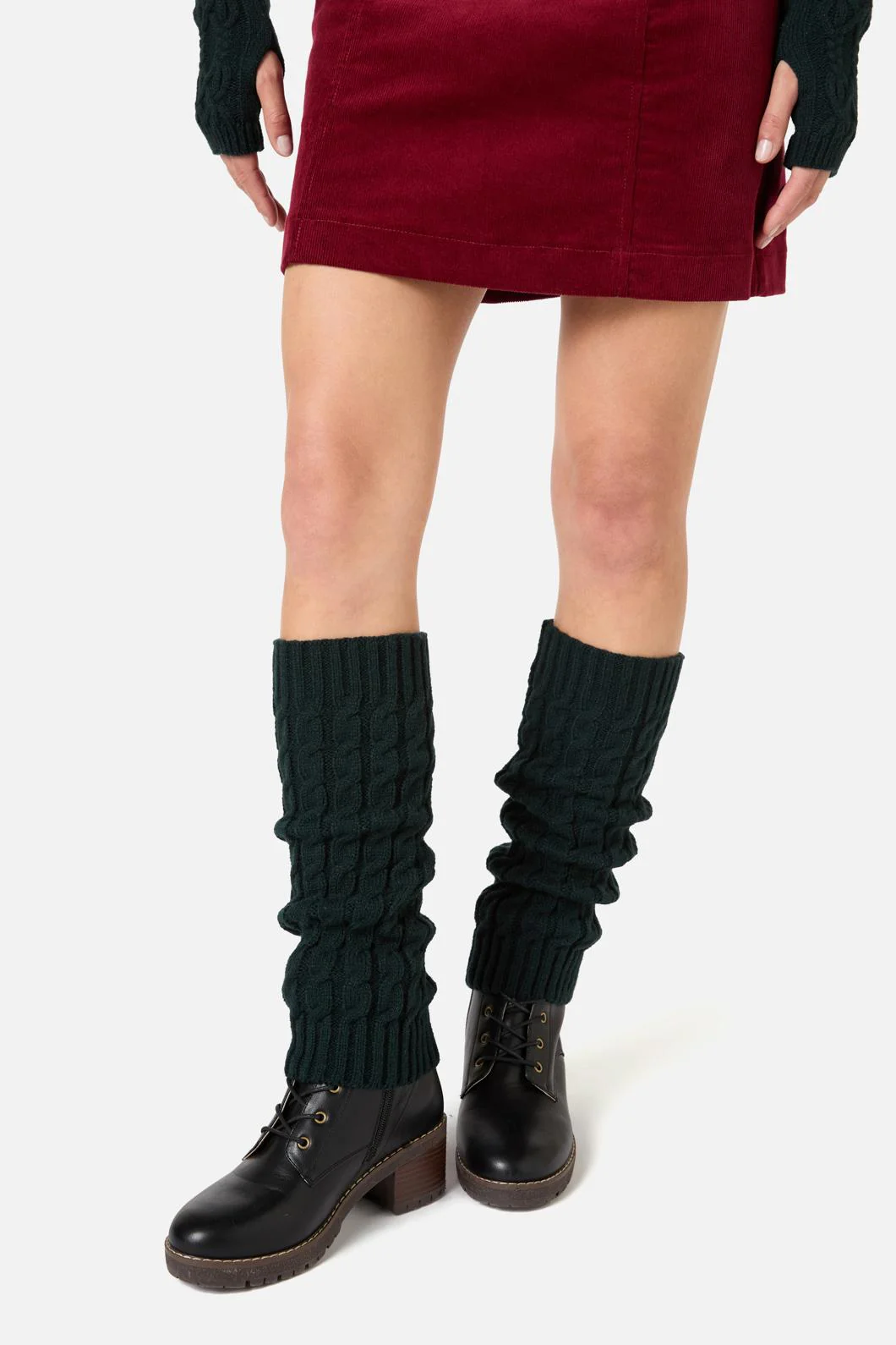 Dark Teal Cable Leg Warmers