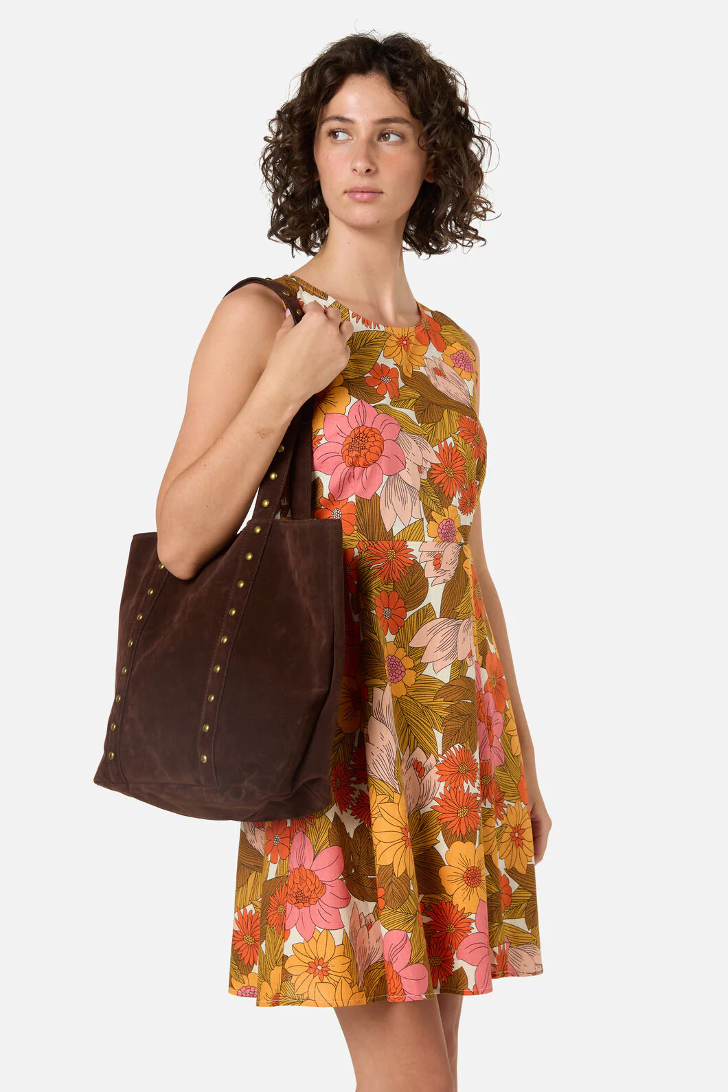 Faux Suede Stud Tote