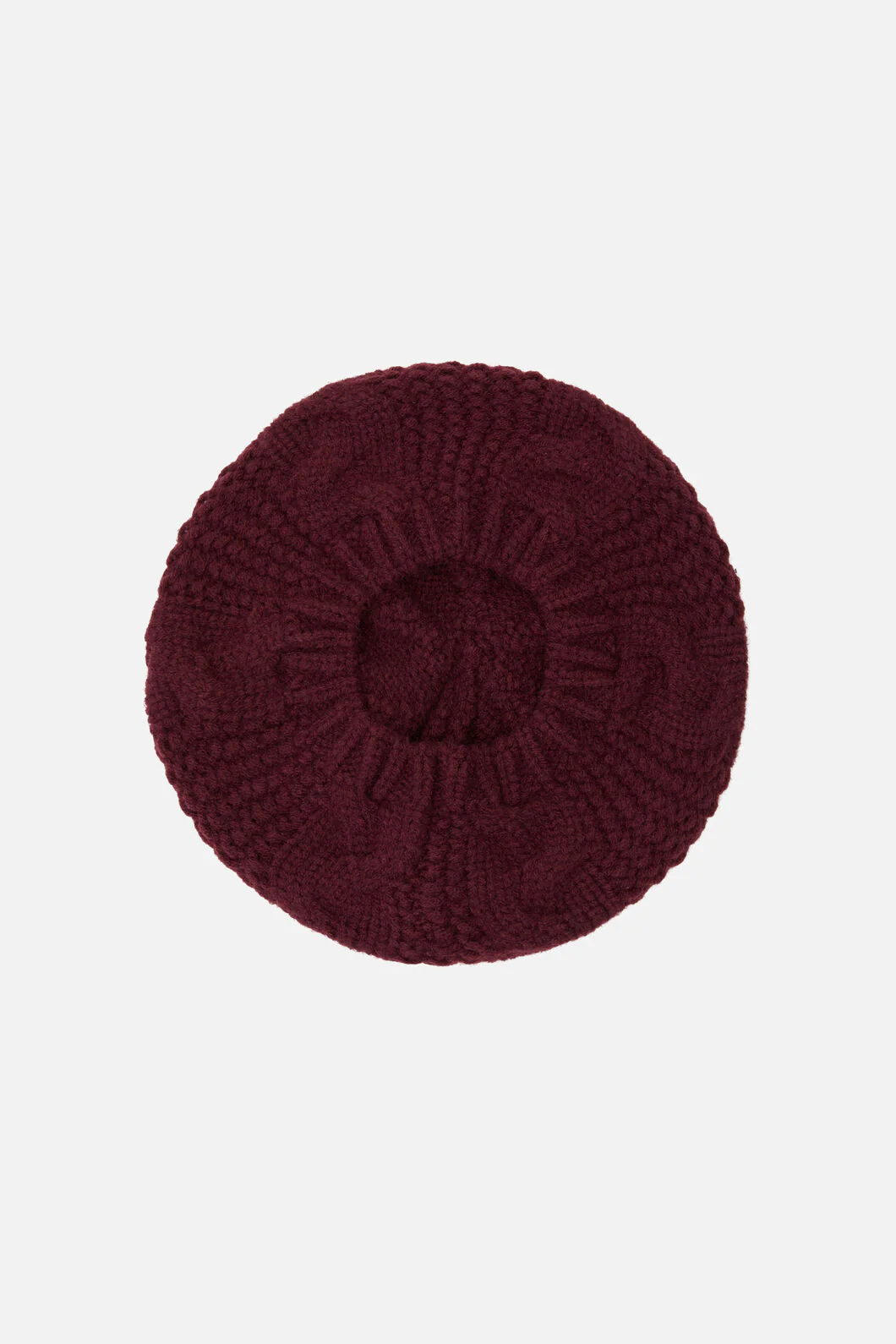 Plum Cable Knit Beret