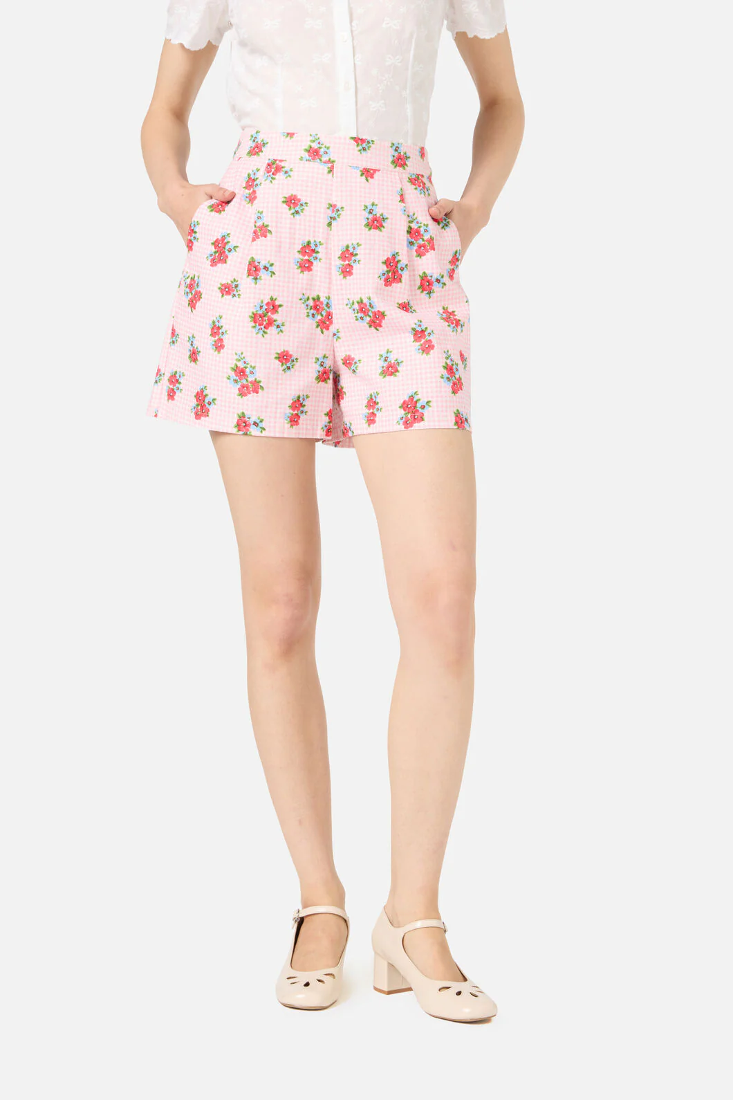 Gingham Floral Shorts