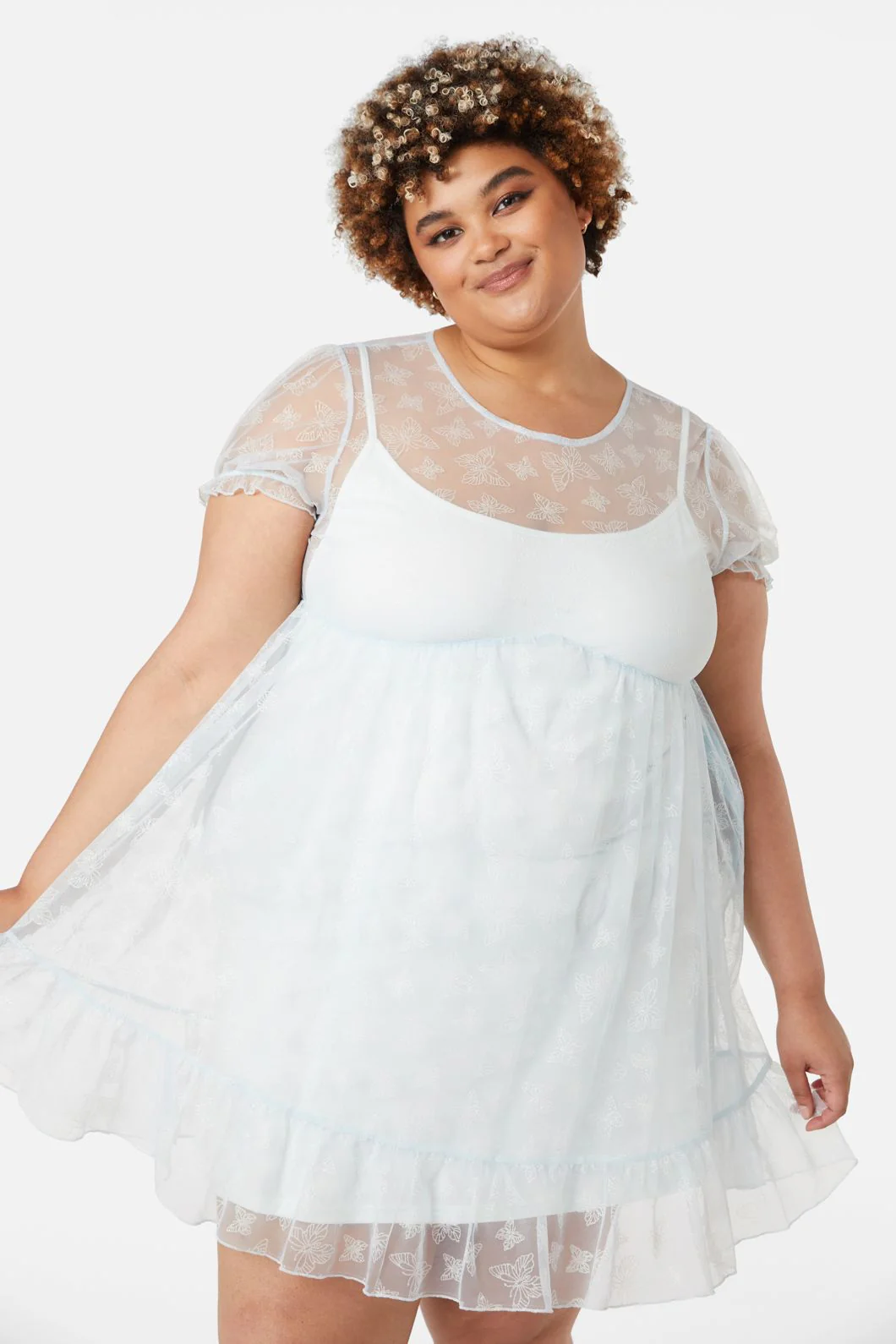 Curve Butterflies On The Wall Mesh Dress