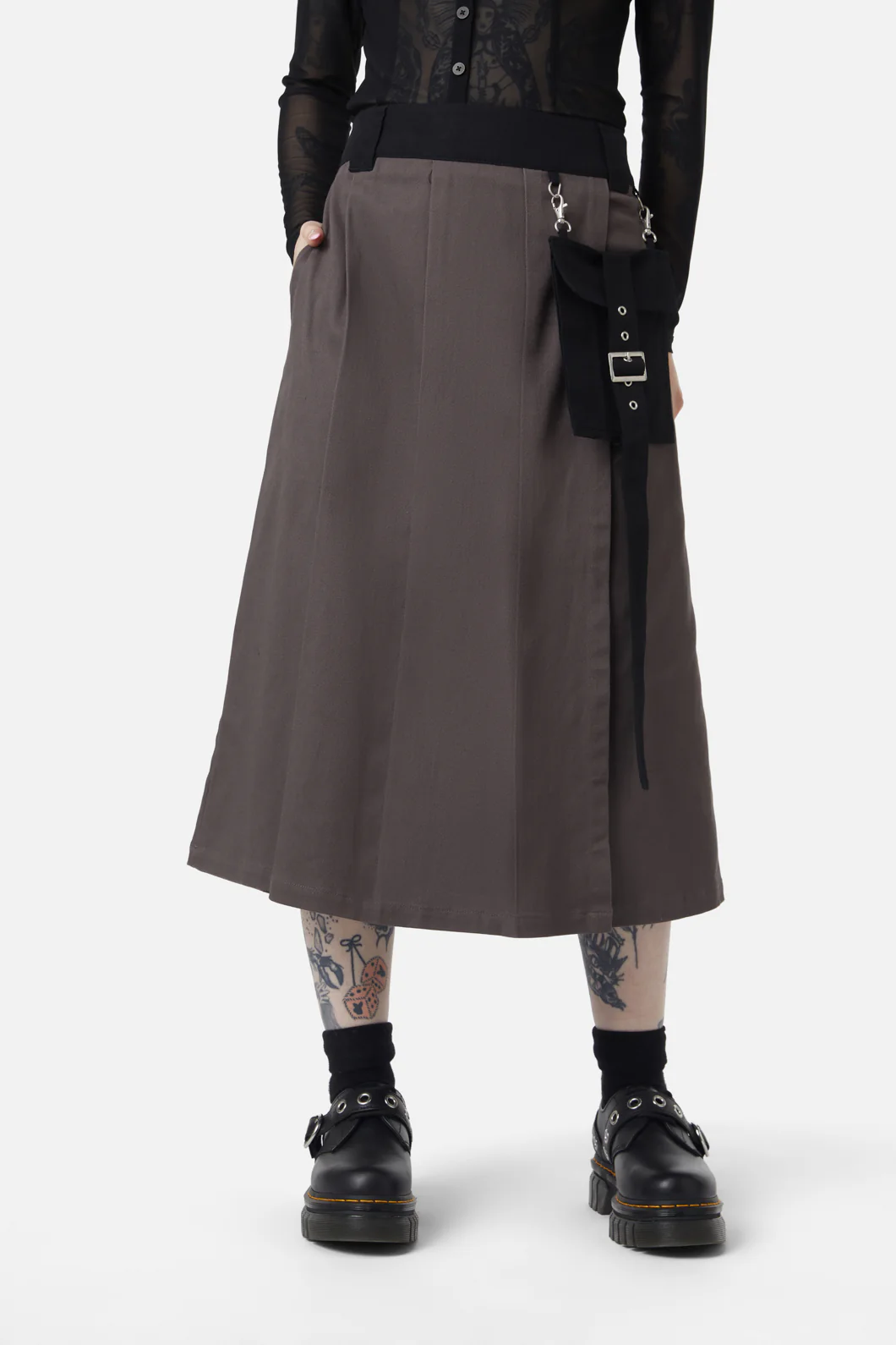 Time & Date Pleated Unisex Skirt