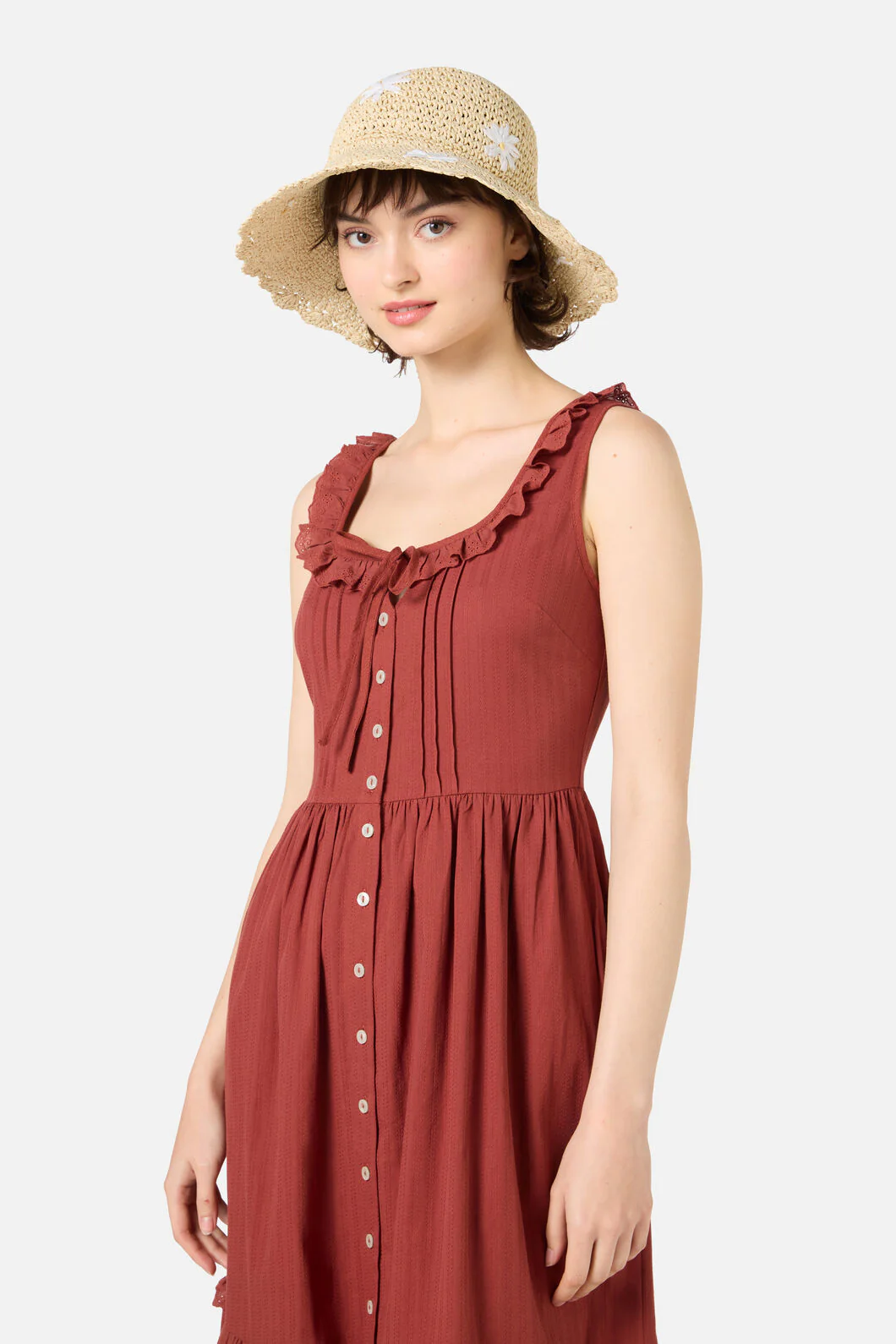 Daisy Embroidery Straw Hat