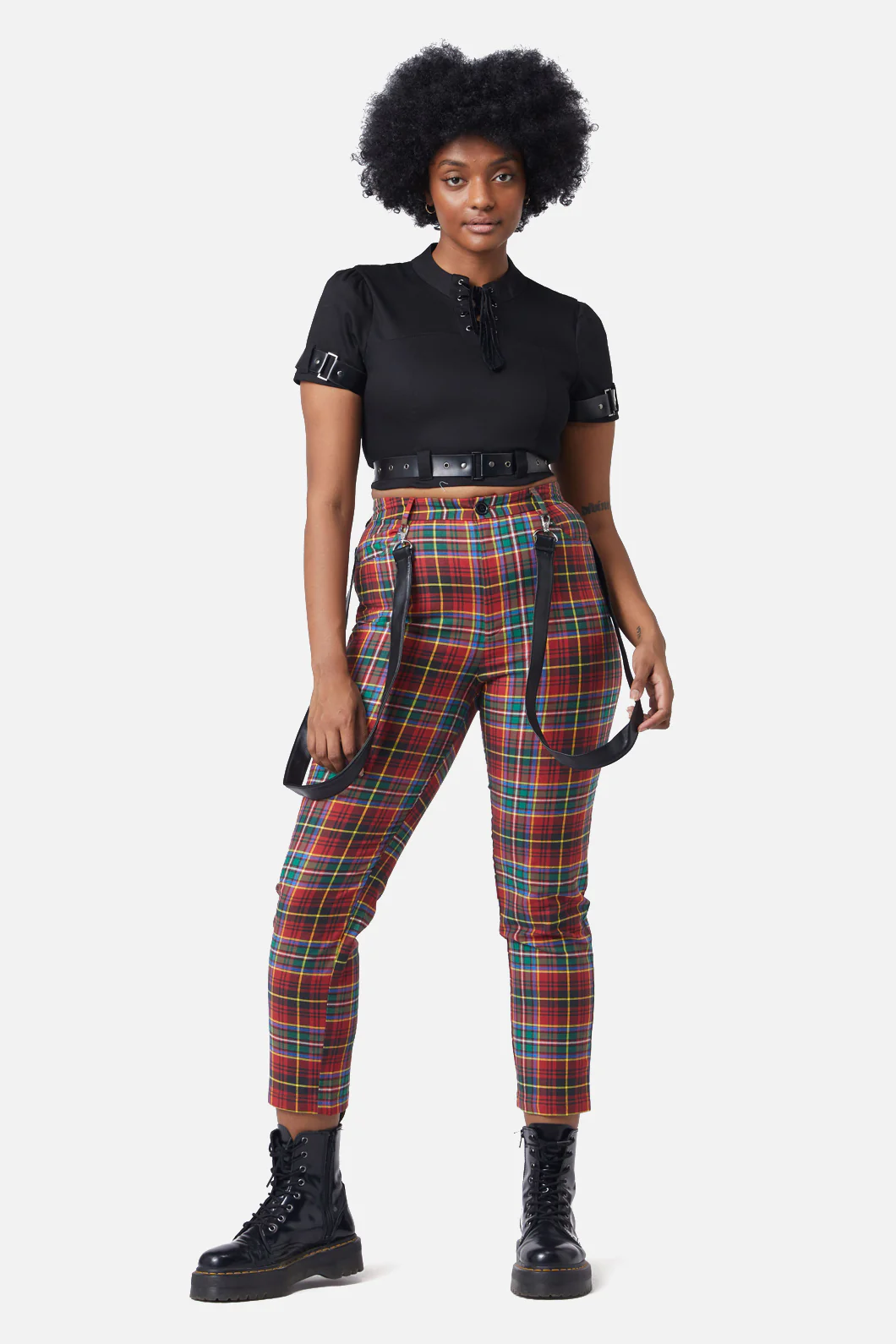 Goth Lace Up Neck Blouse