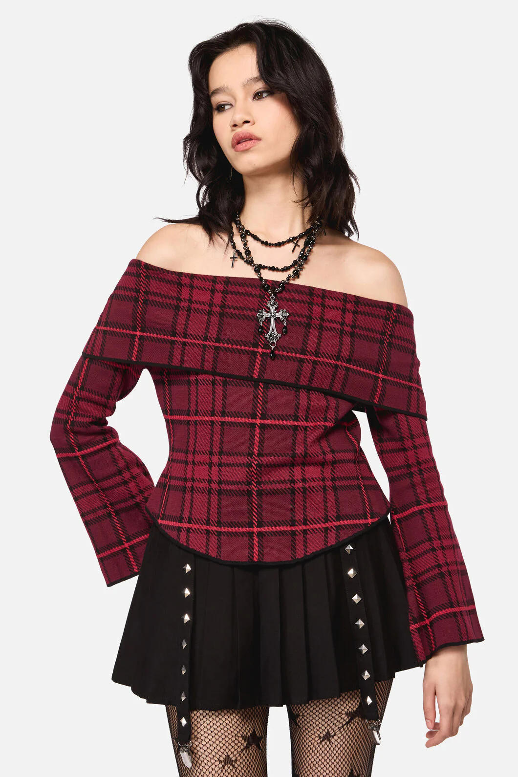 Over It Tartan Knit Top