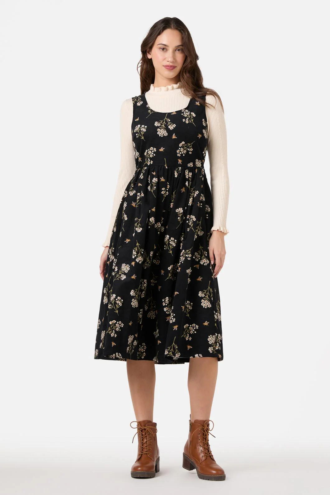 Flora Bee Cord Midi Dress