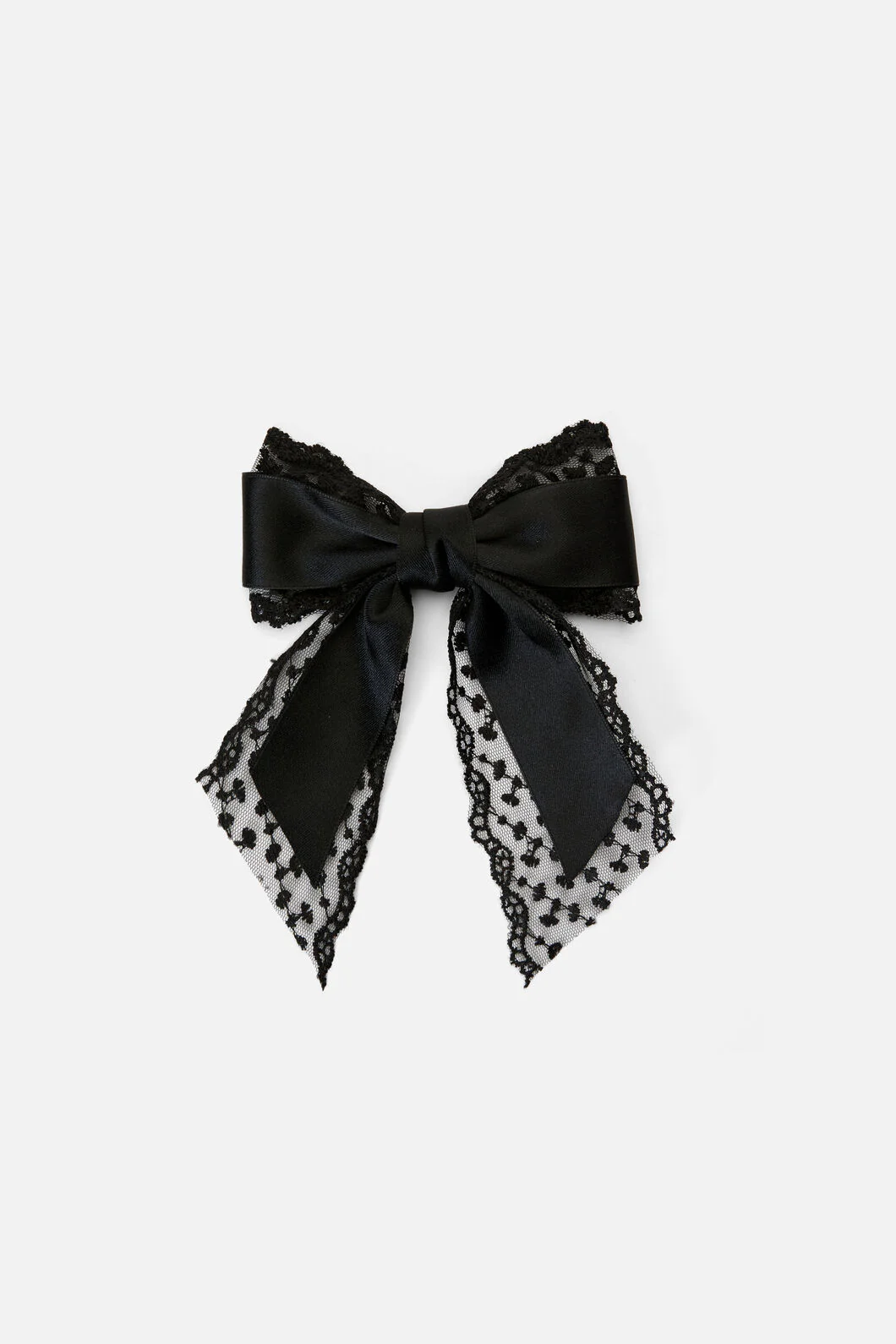 Black Lace Satin Bow Clip