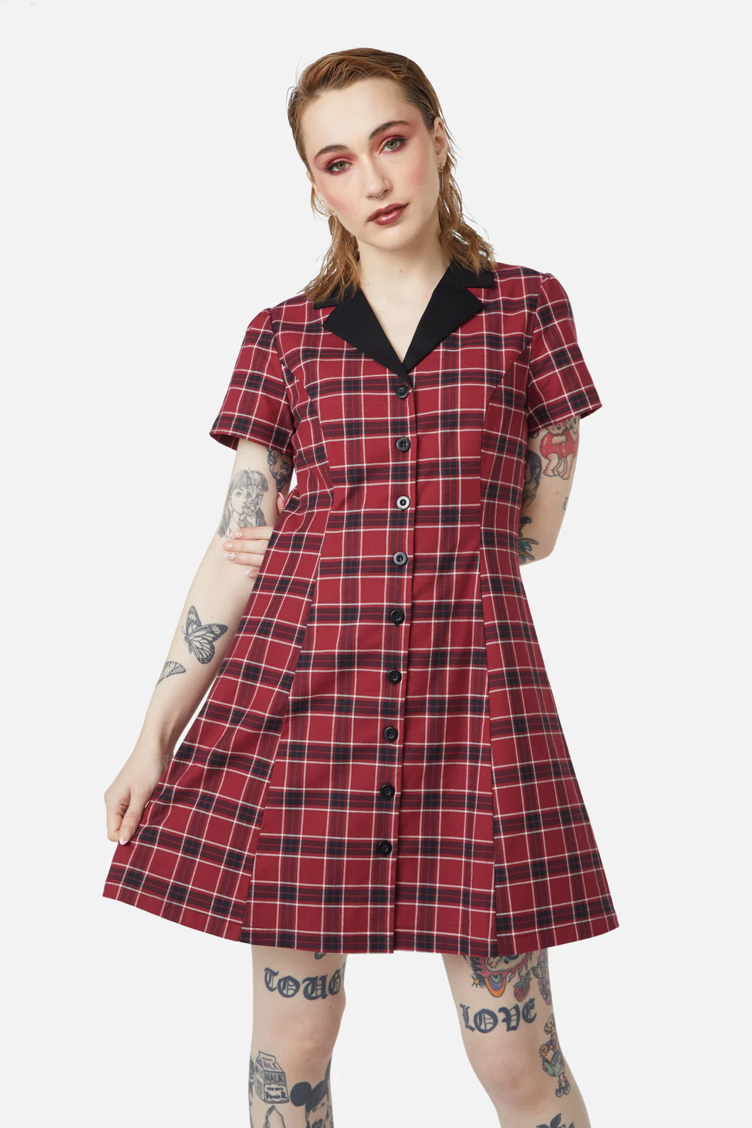 Revenge Tartan Collar Dress