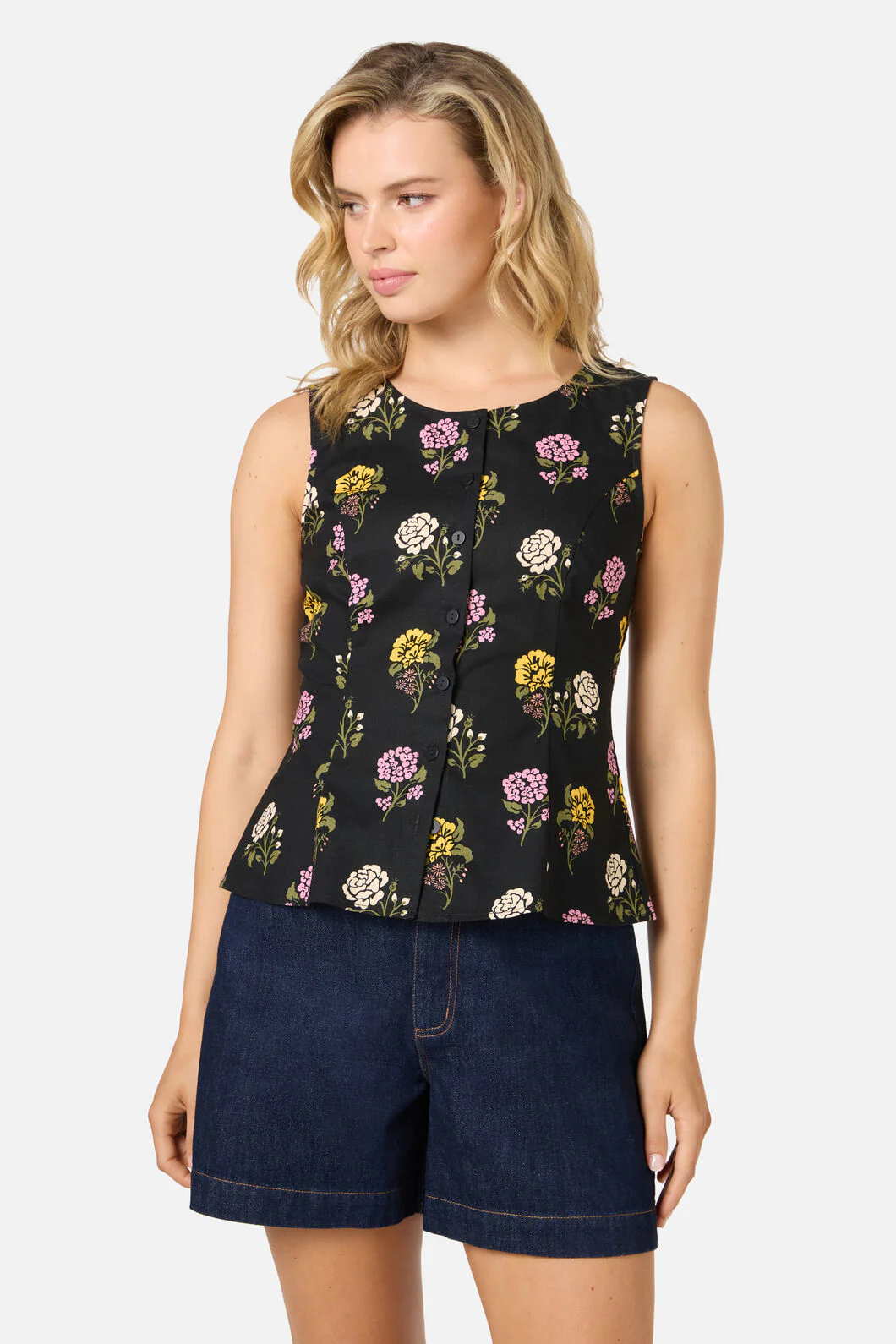 Astrid Rose Button Front Top