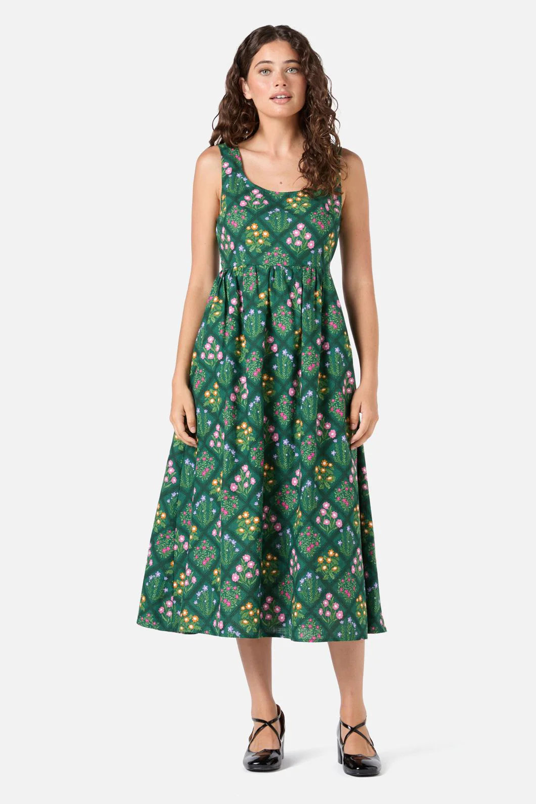 Lattice Floral Midi Dress