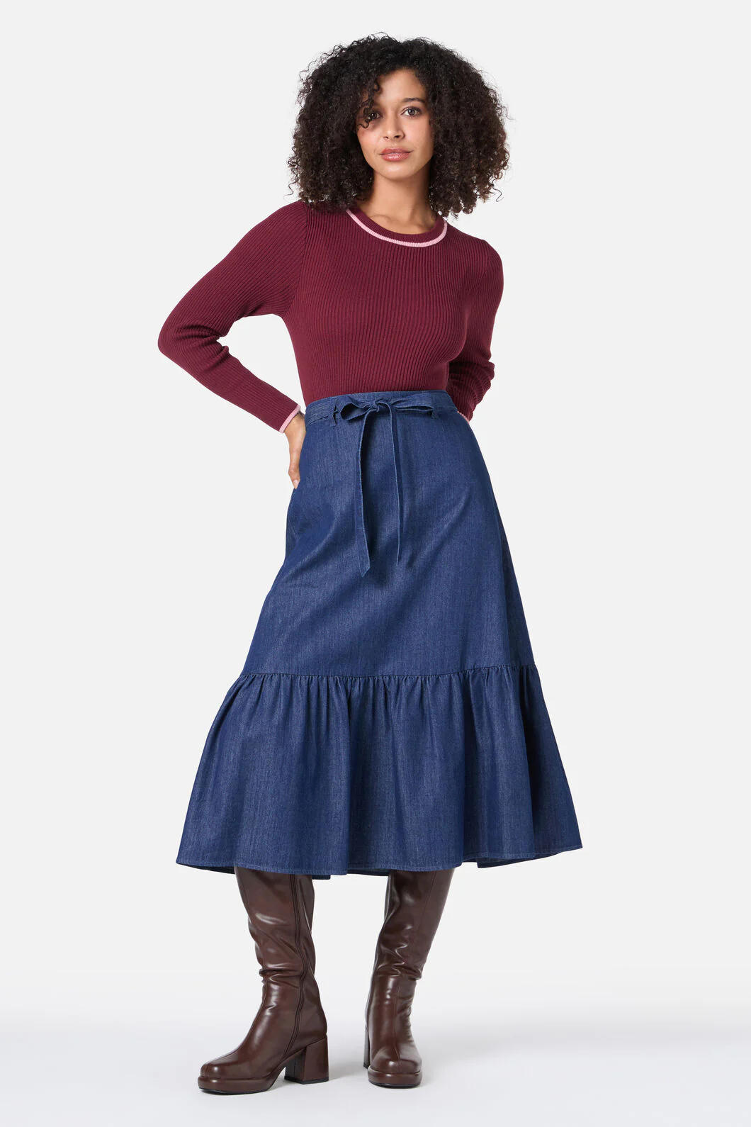 Kara Denim Midi Skirt