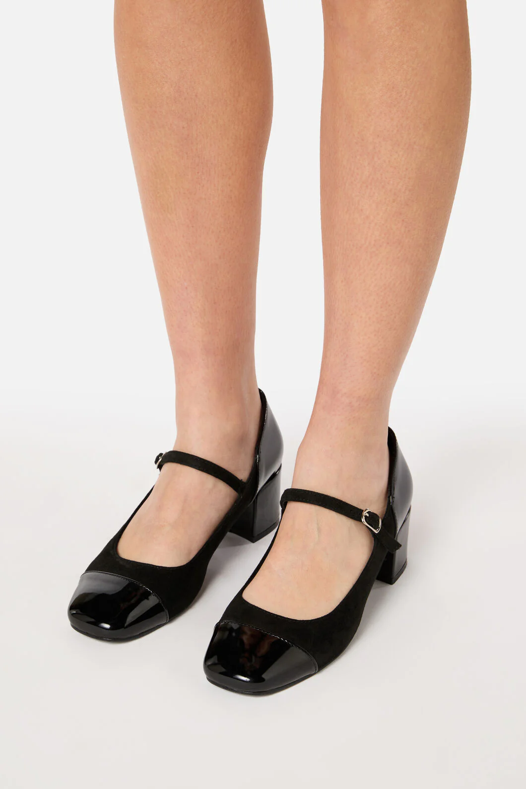 Black Two Fabric Mary Jane