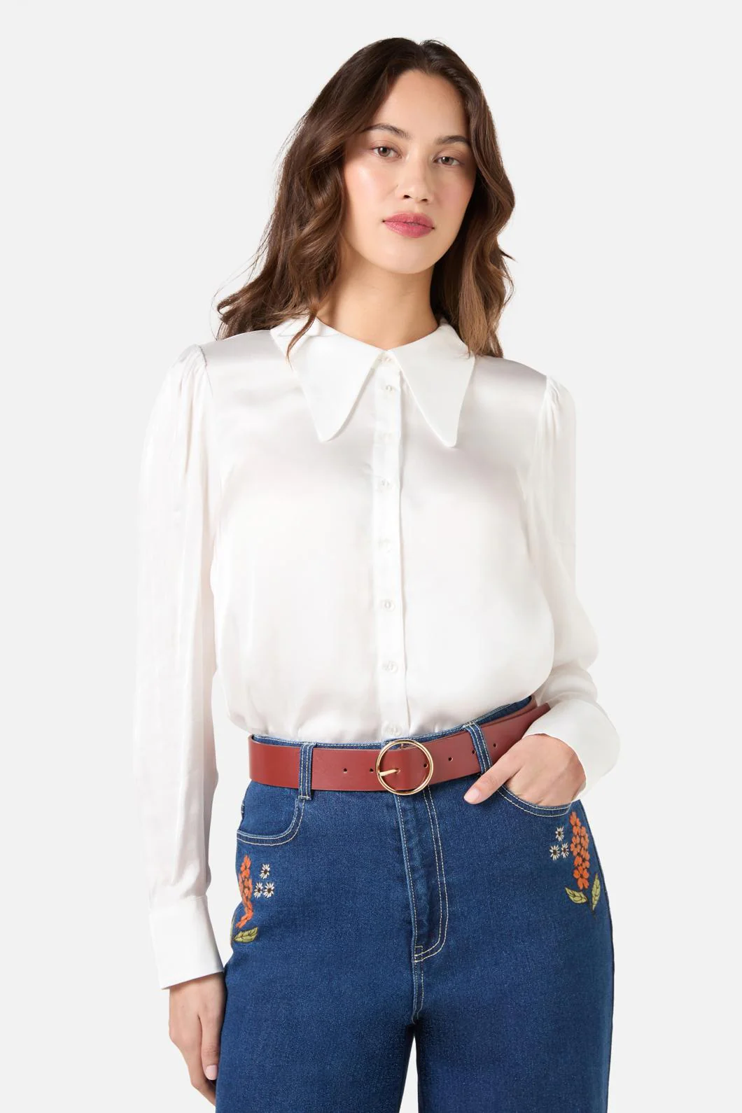 Dark Red Circle Buckle Belt