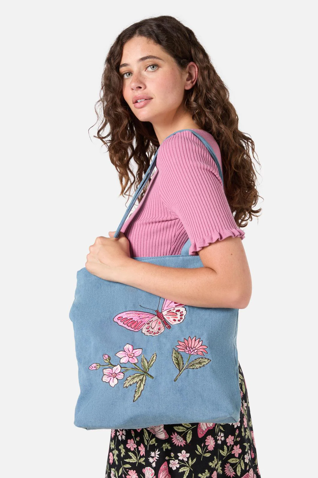 Butterfly Denim Tote