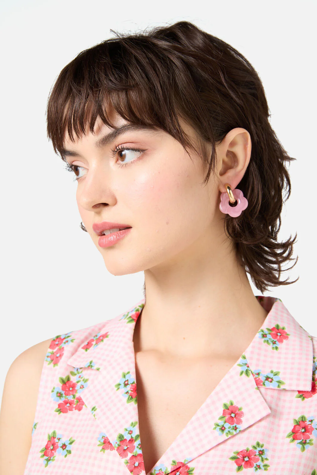 Pink Hoop Daisy Earrings