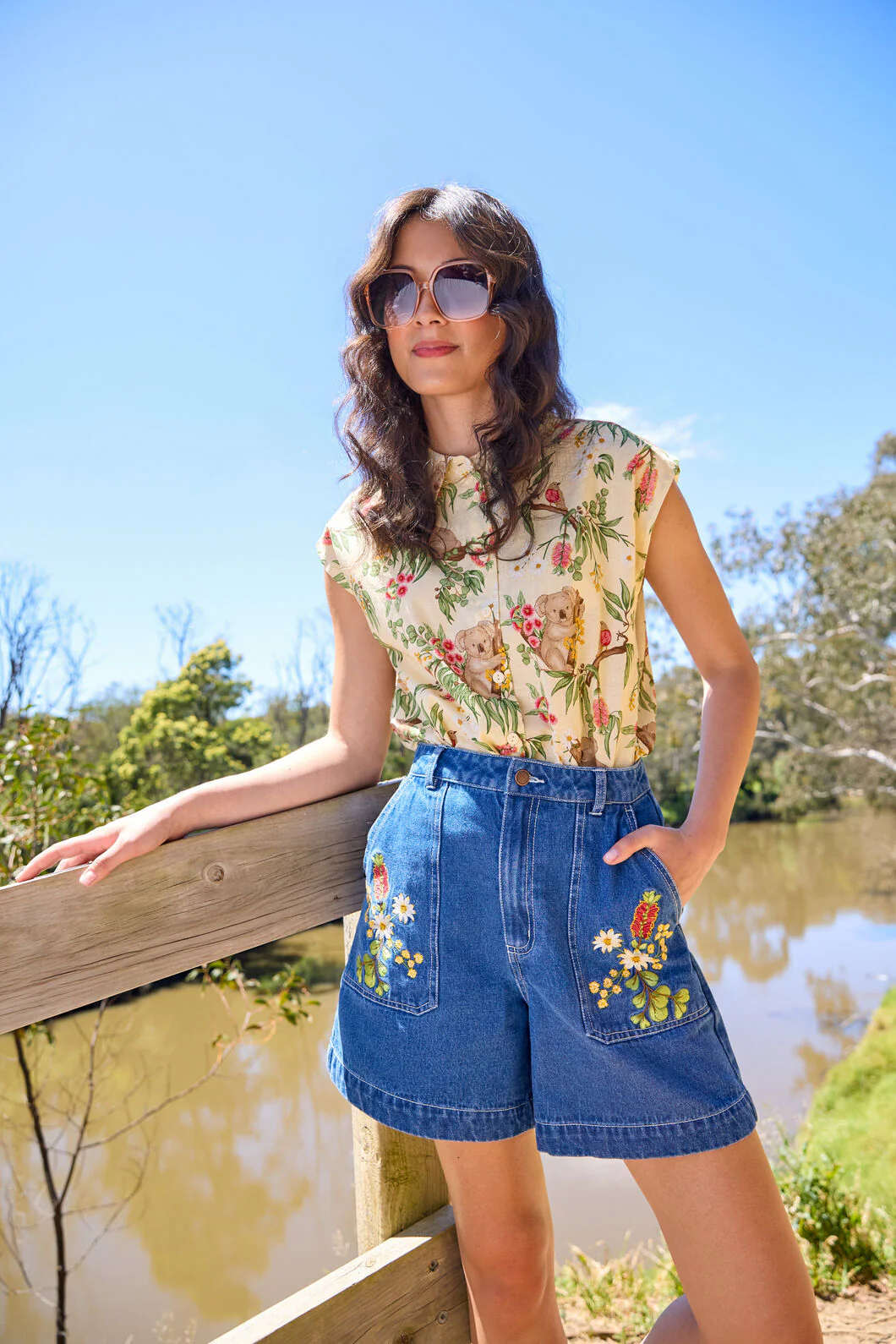 Native Flora Embroidered Short