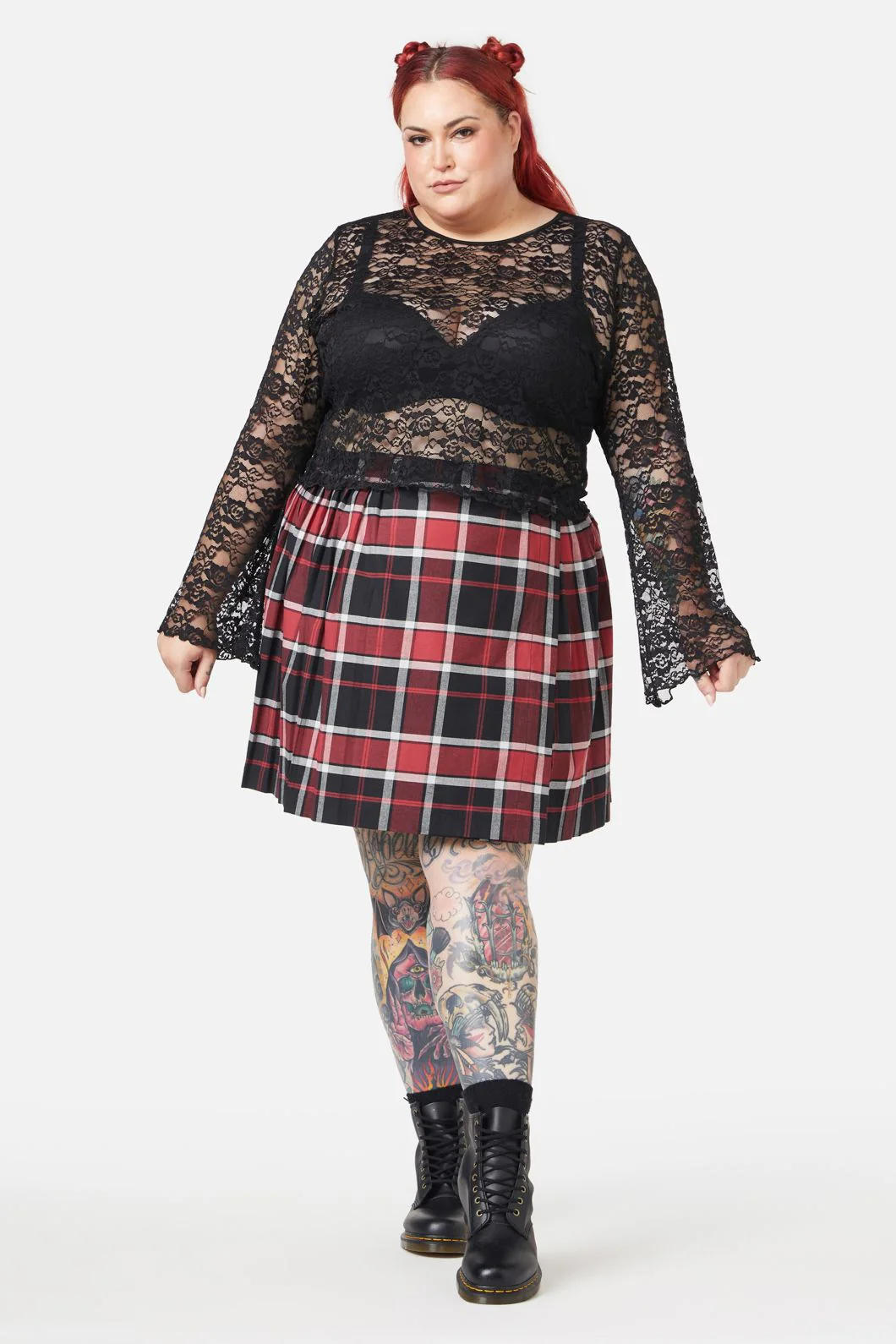 Curve Lace Flare Sleeve Top