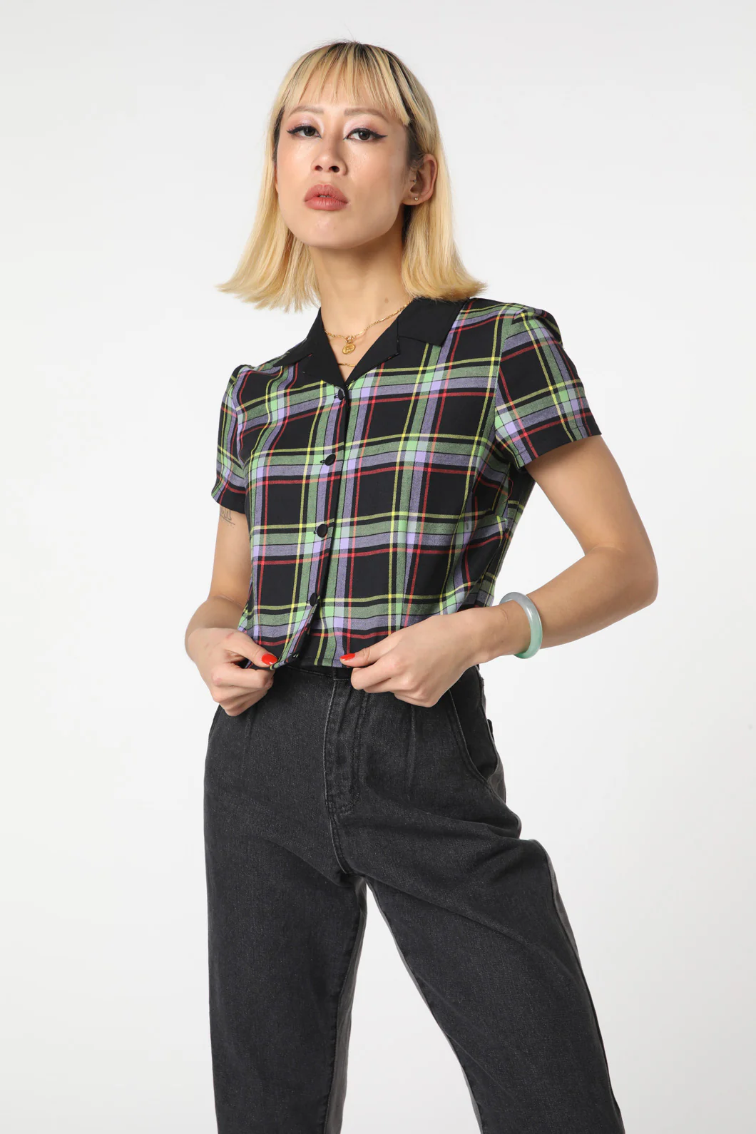 Vivid Tartan Goth Blouse