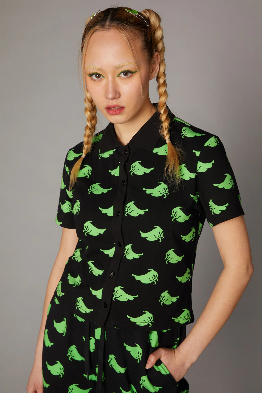 Green Ghost Collar Top