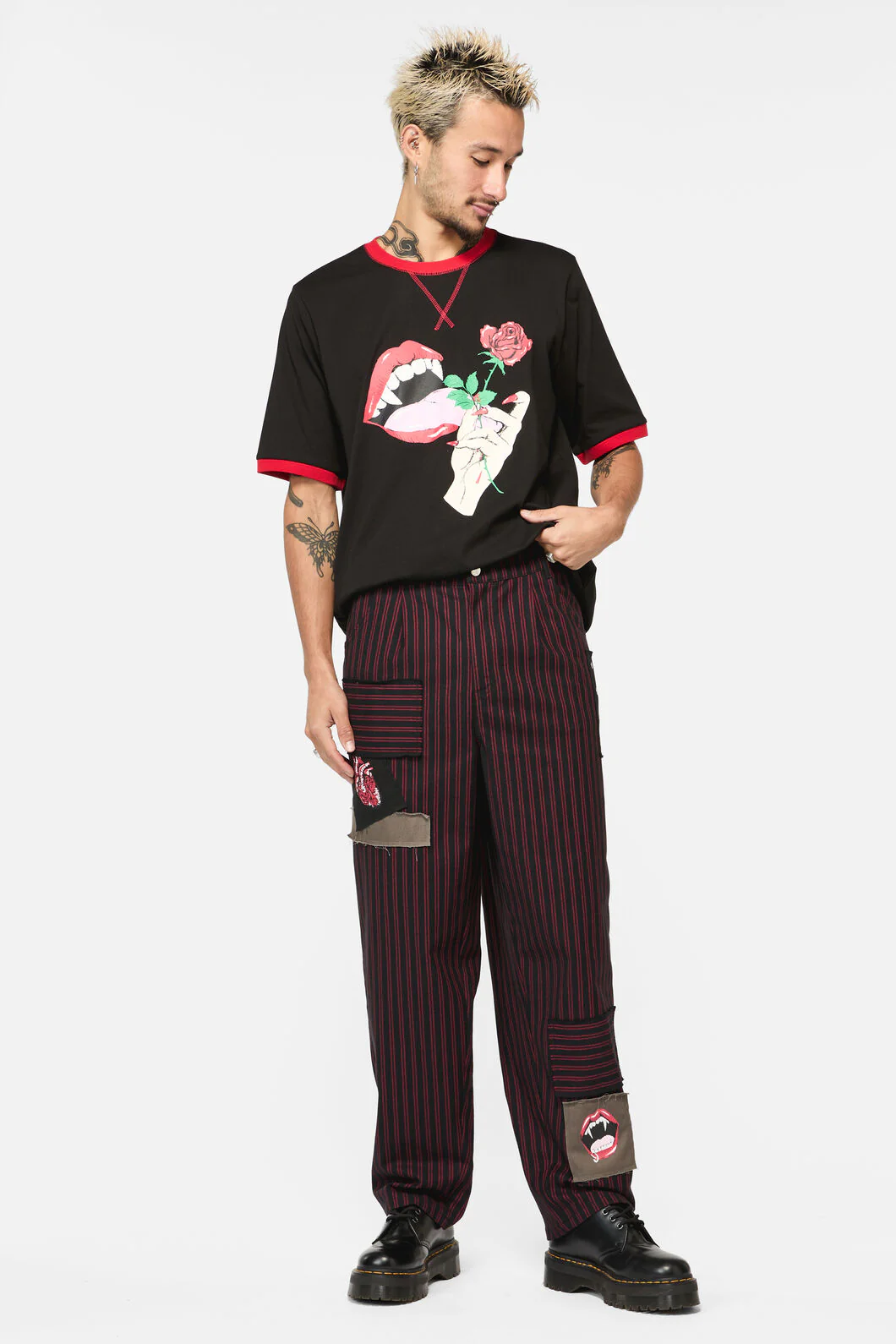 Undead Pin Stripe Patch Pants
