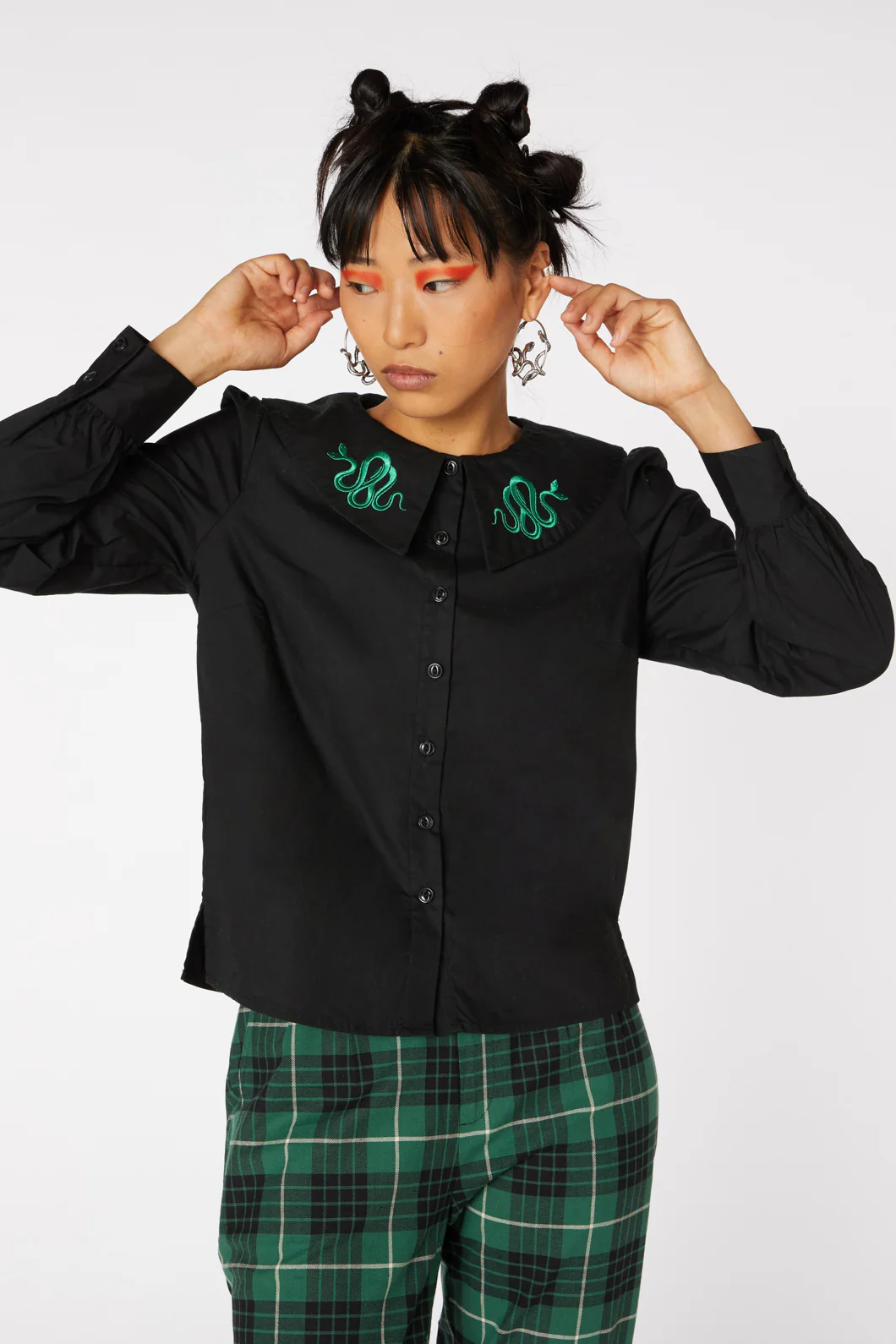 Collar Snake Cotton Blouse