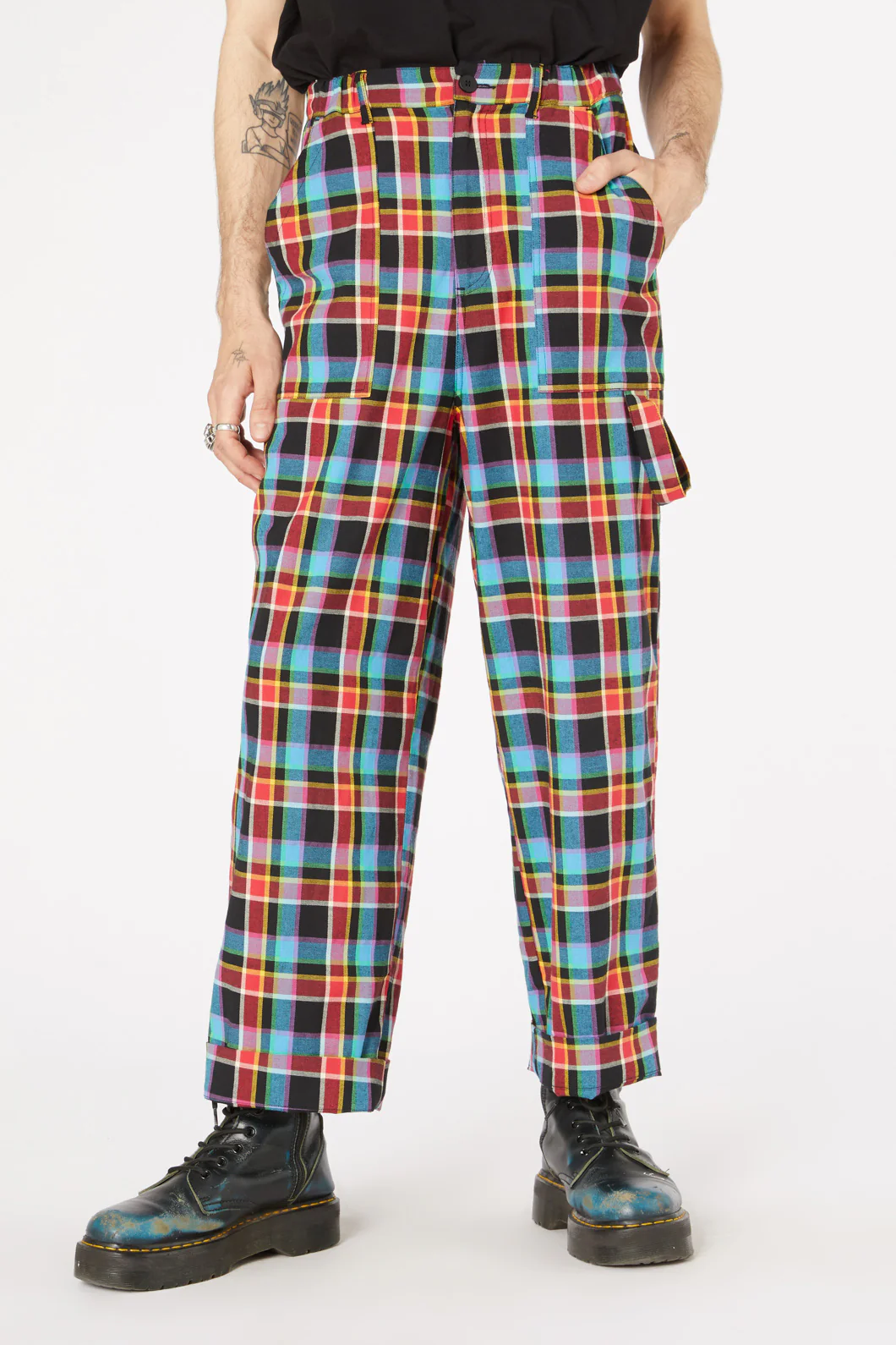 Rainbow Tartan Wide Leg Pant