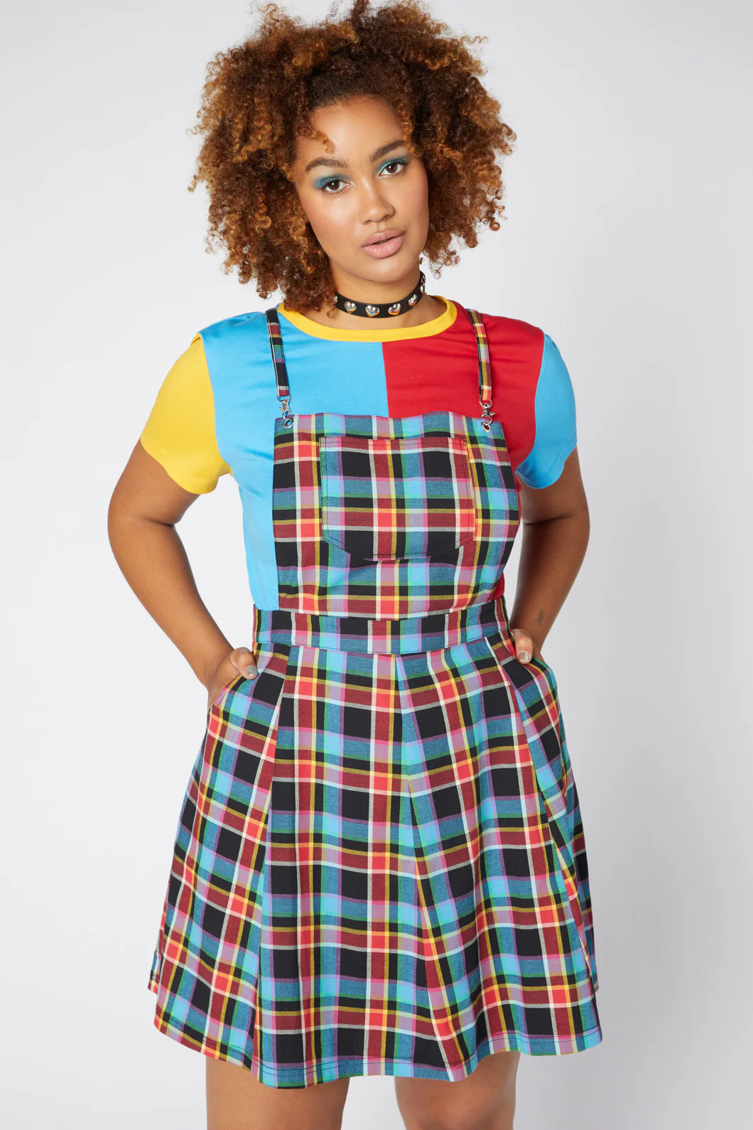 Rainbow Tartan Pinafore