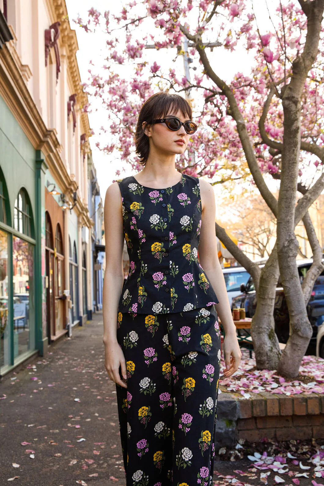 Astrid Rose Button Front Top