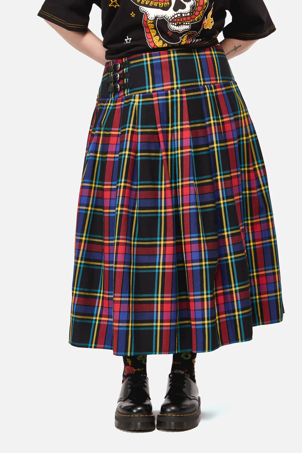 Curve Anarchic Tartan Midi Skirt