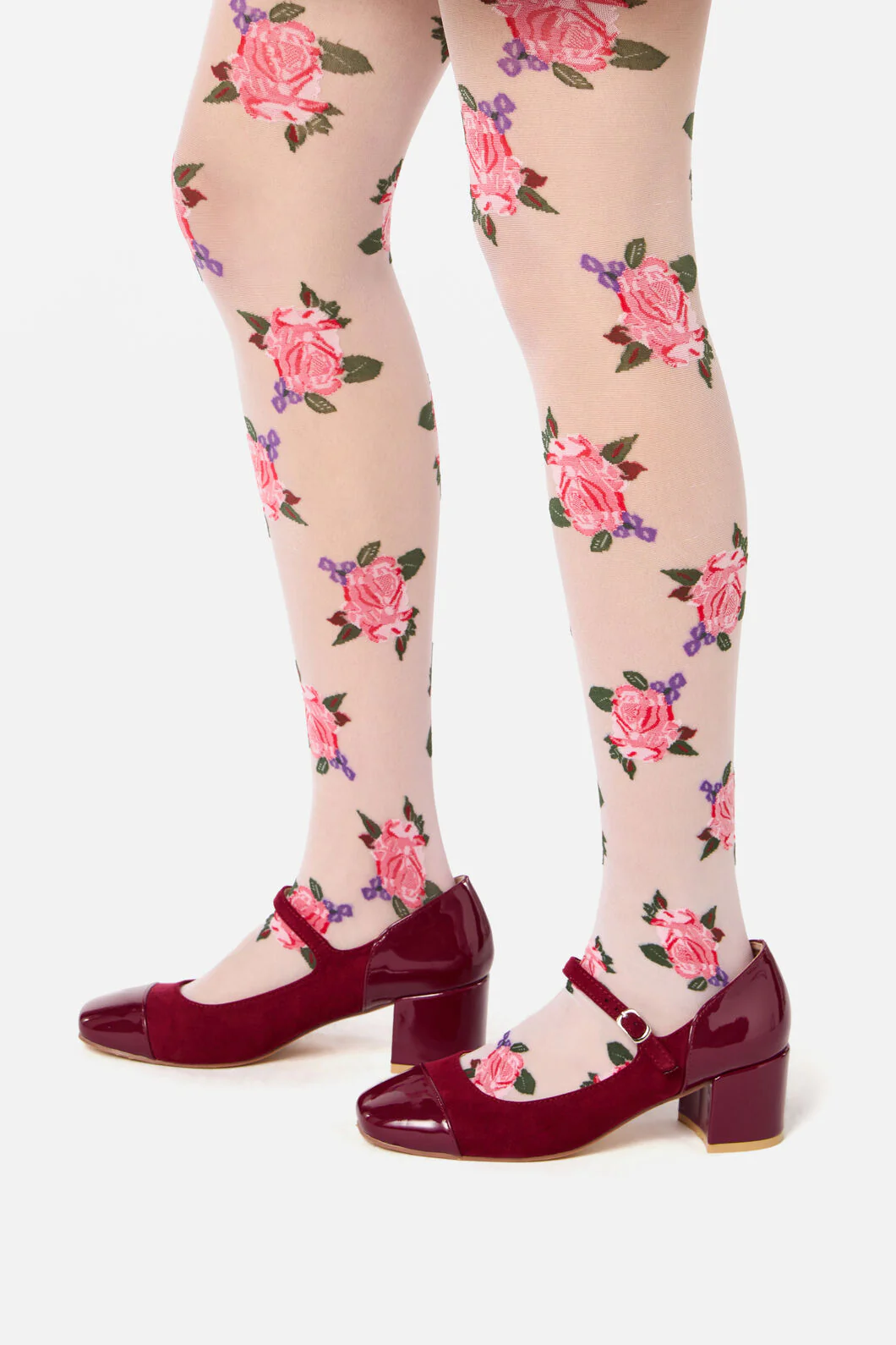 Cream Sheer Roses Tights