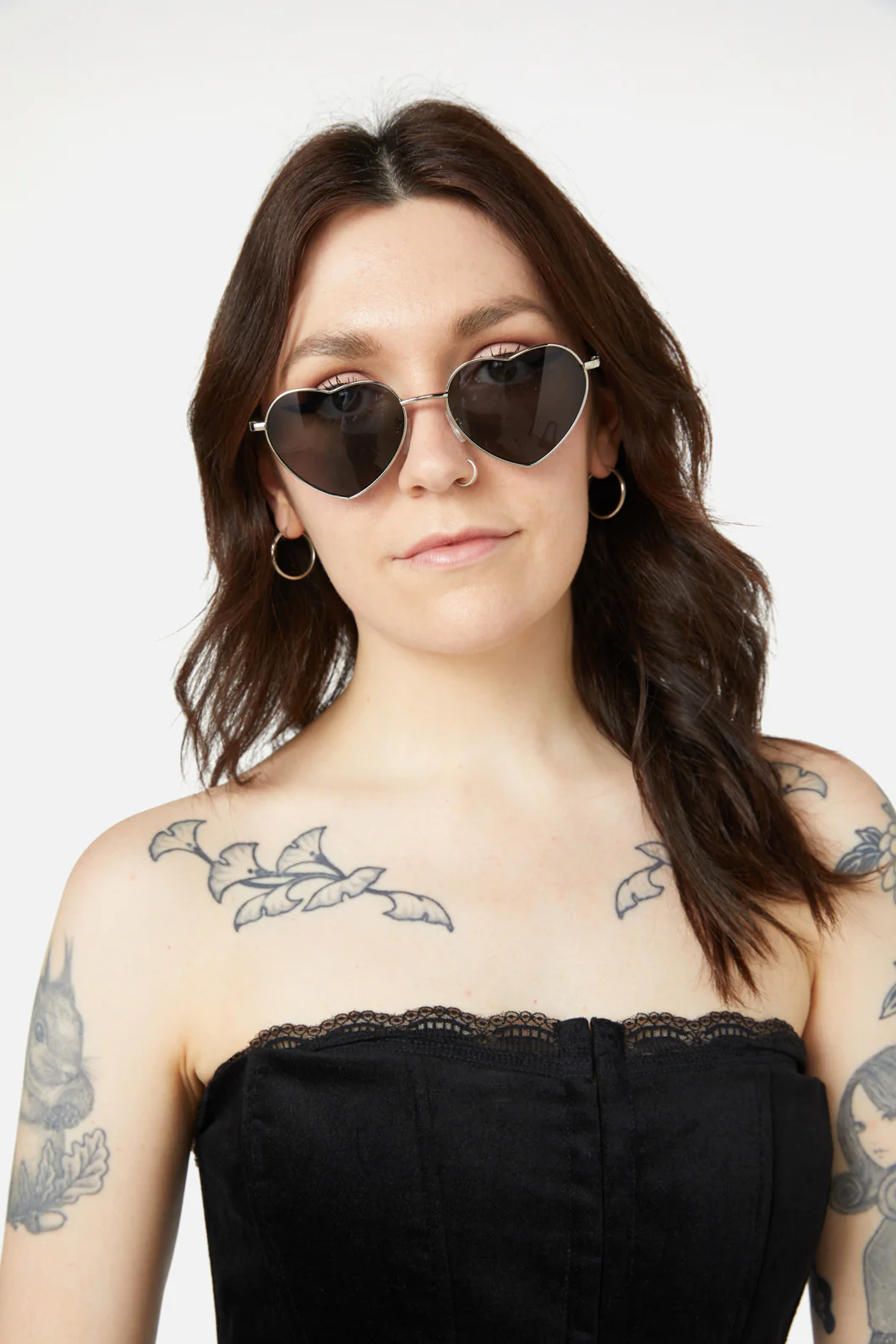 Silver Heart Frame Sunglasses
