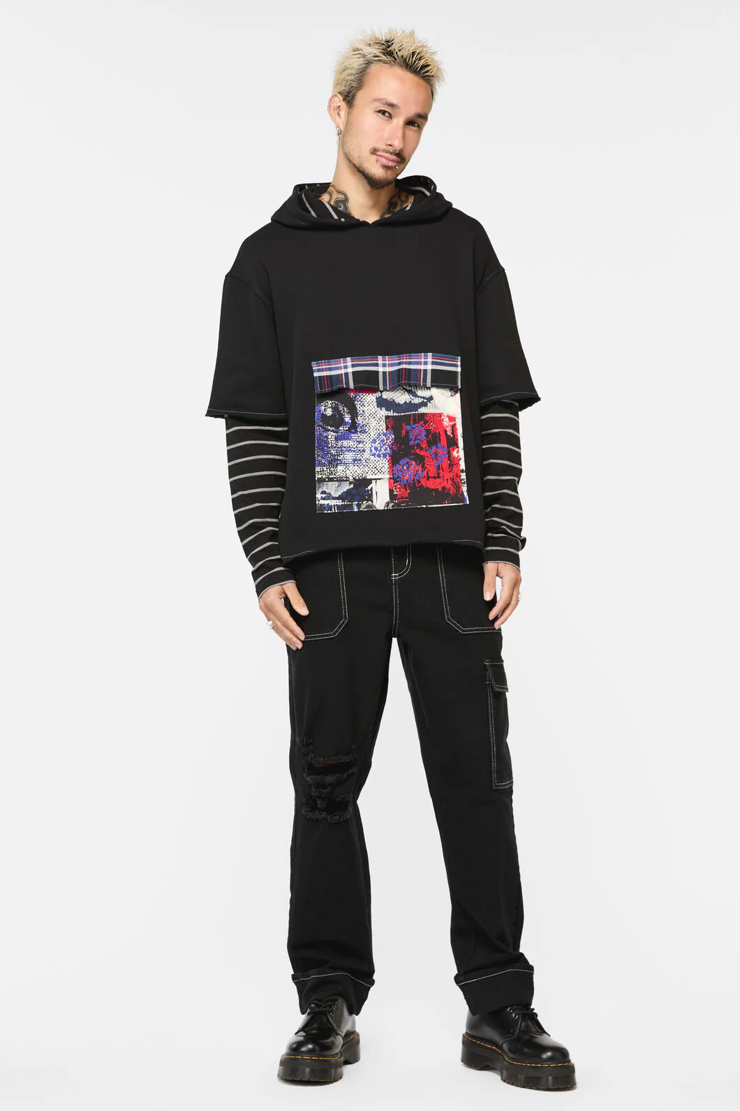 Rot Contrast Sleeve Hoodie
