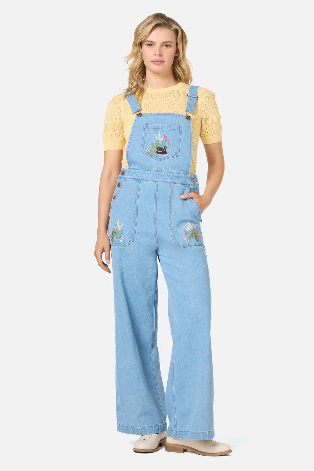 Swan Embroidered Overall