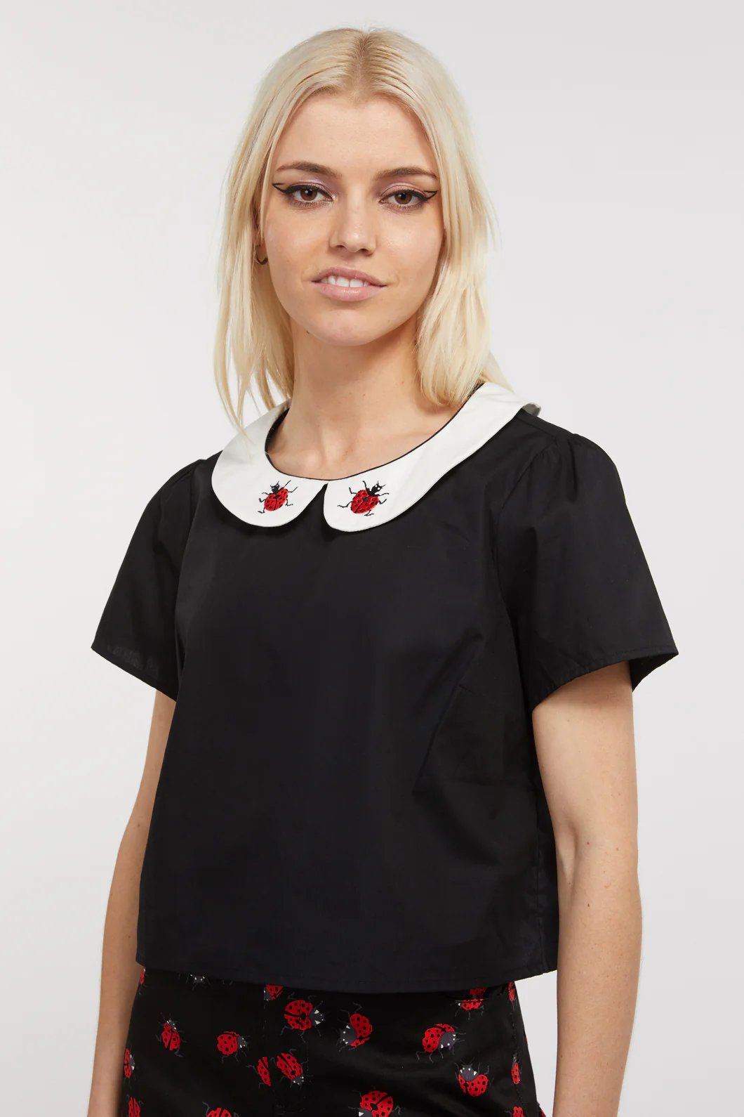 Collar Ladybug Cotton Blouse