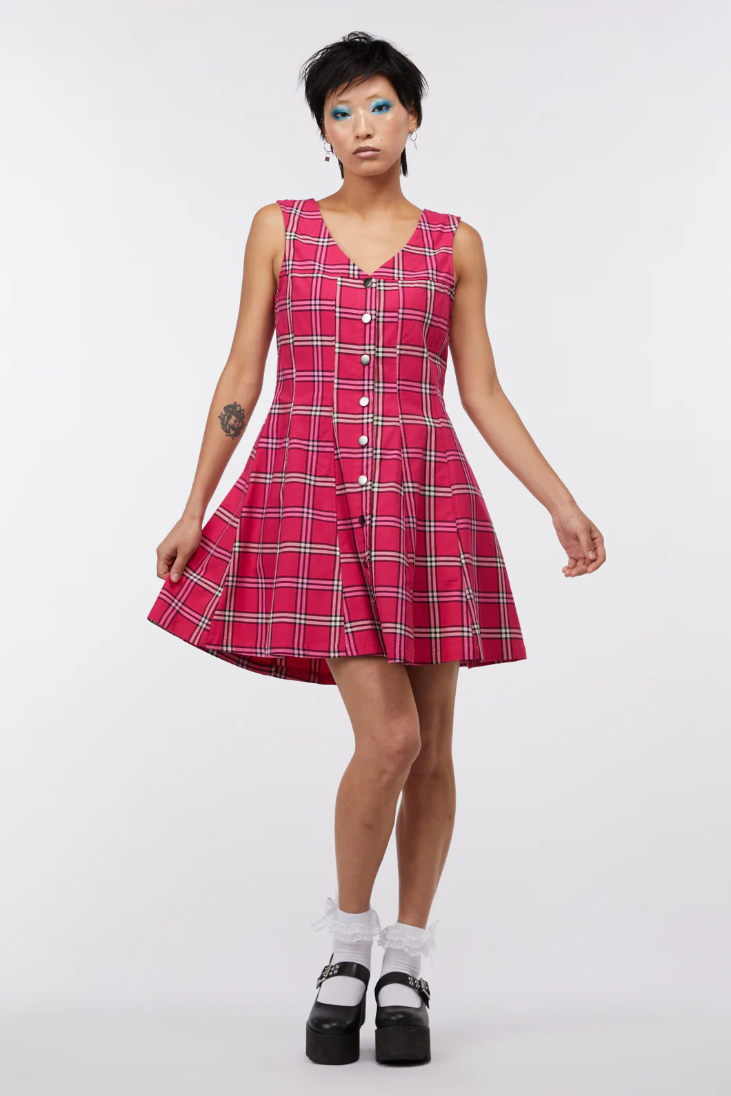 Tartan Button Up Pinafore