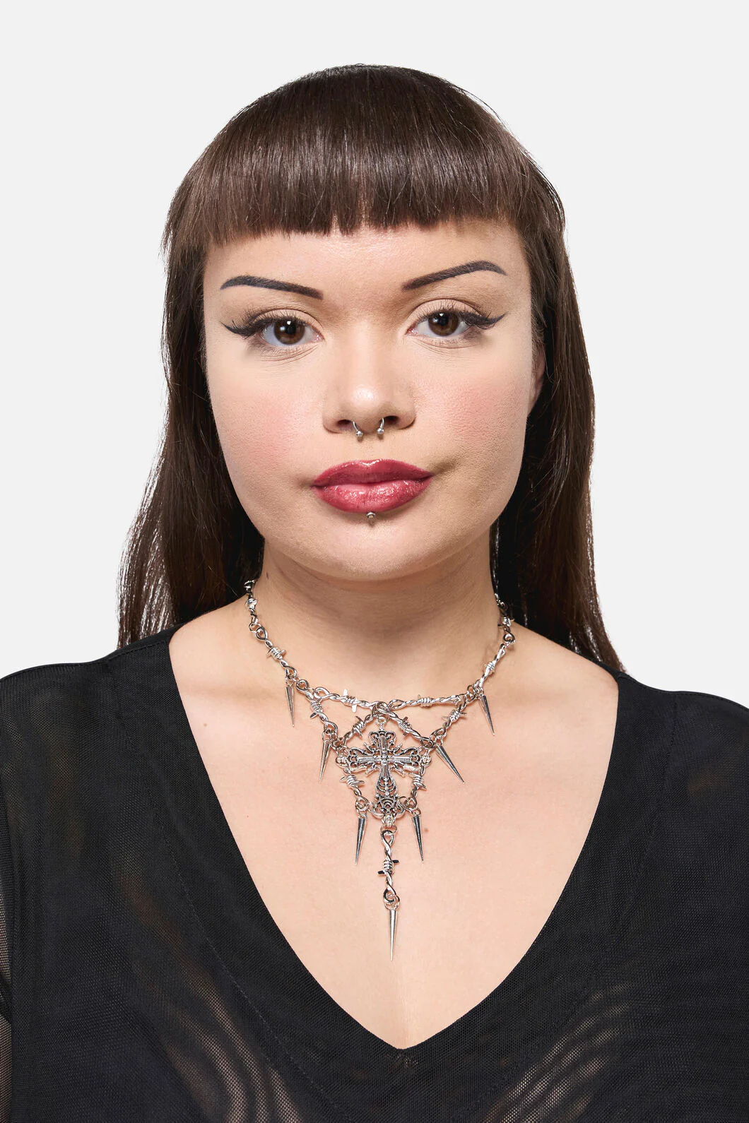 Spike Cross Barb Necklace