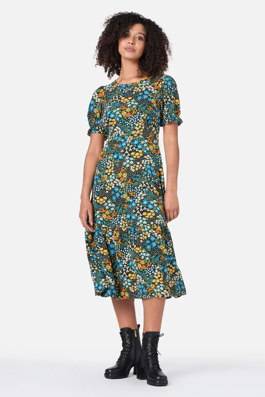 Ada 90's Floral Midi Dress
