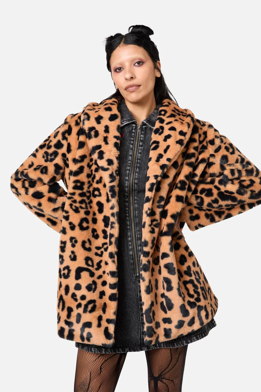 Moggy Faux Fur Leopard Coat