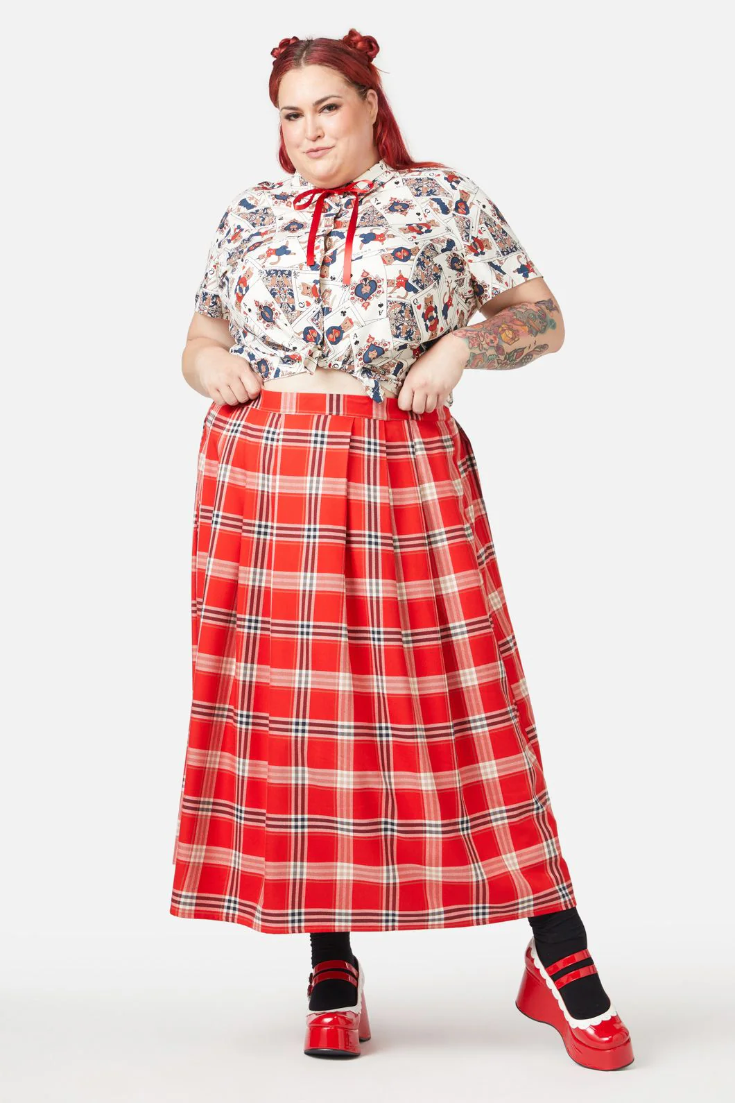 Curve Queen Of Cats Tartan Skirt