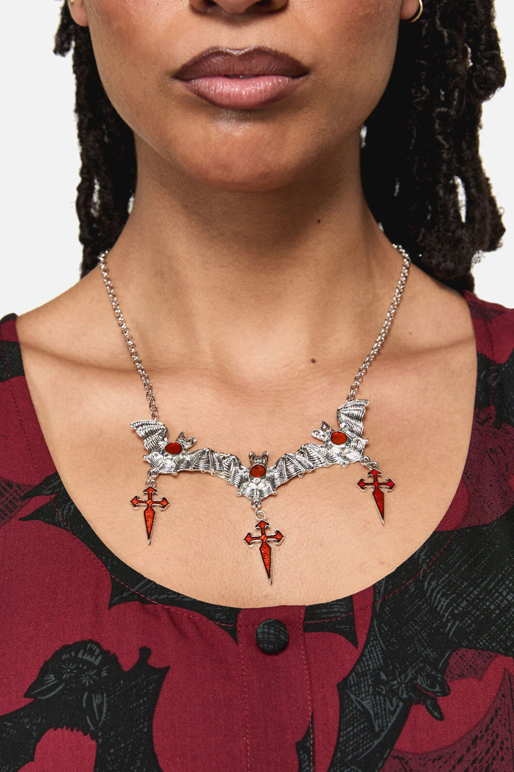 Bat Cross Necklace