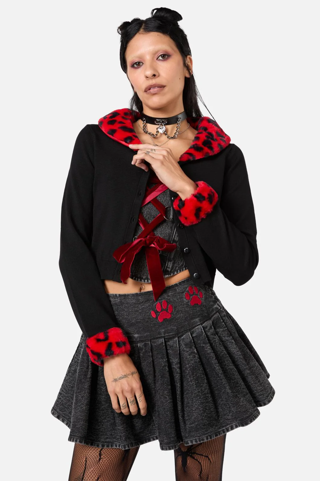 Moggy Faux Fur Trim Cardigan