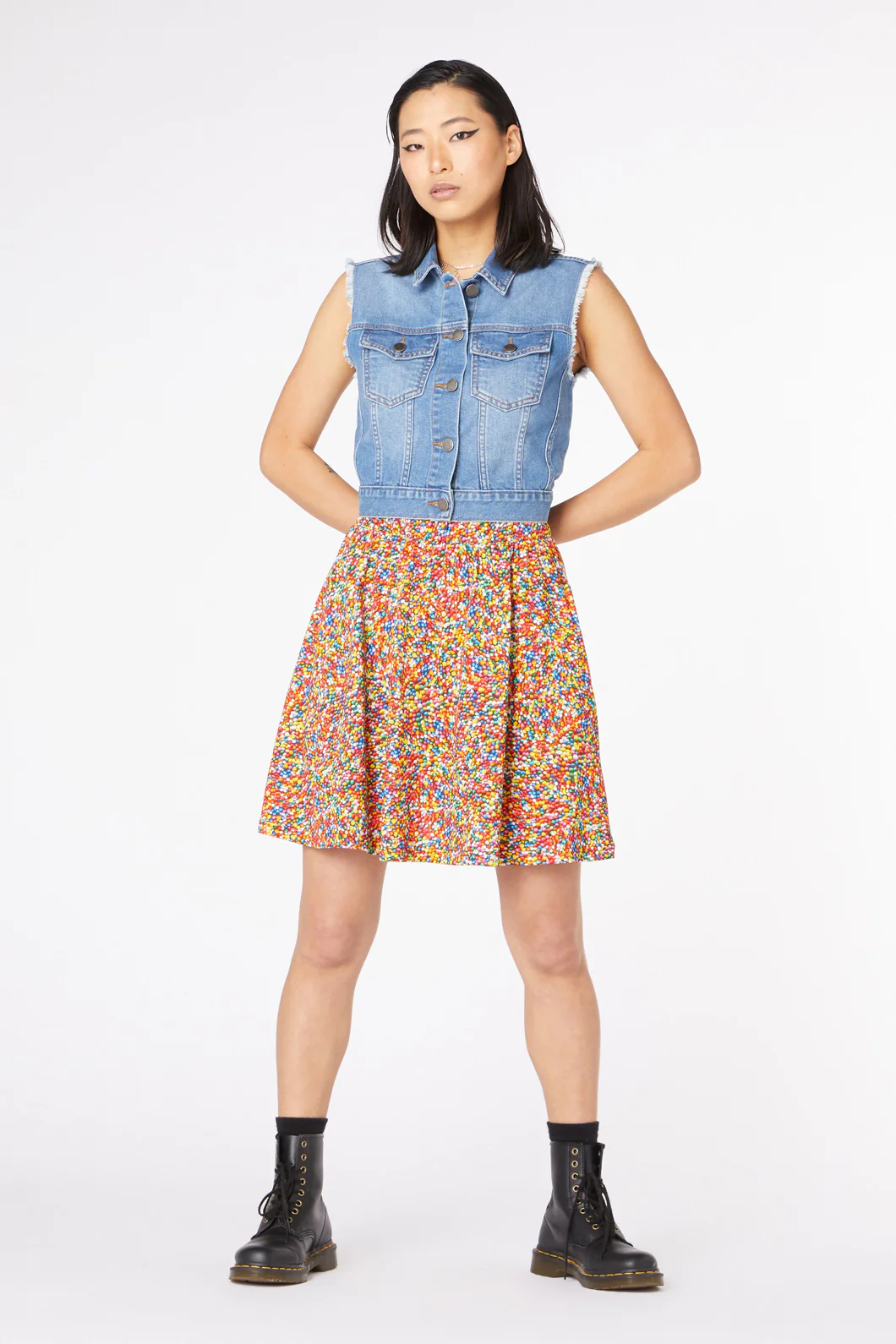 Sprinkle Cotton Skater Skirt