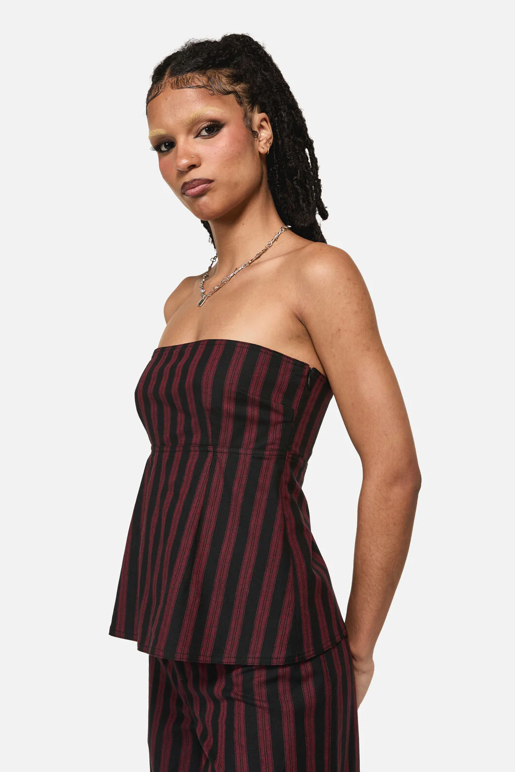 Sucker Pinstripe Strapless Top